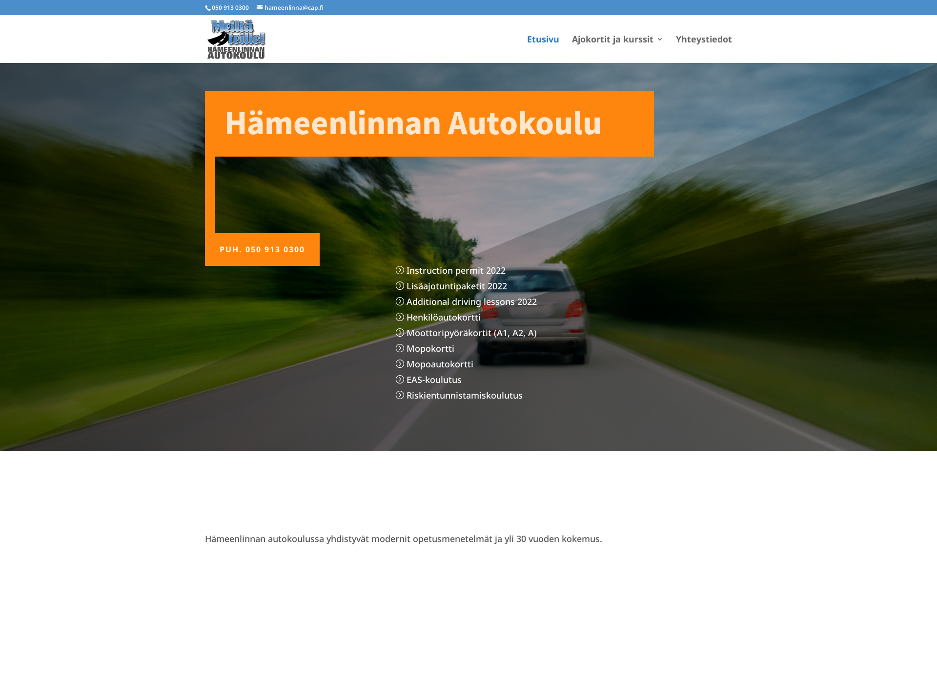 Screenshot for hameenlinnanautokoulu.fi