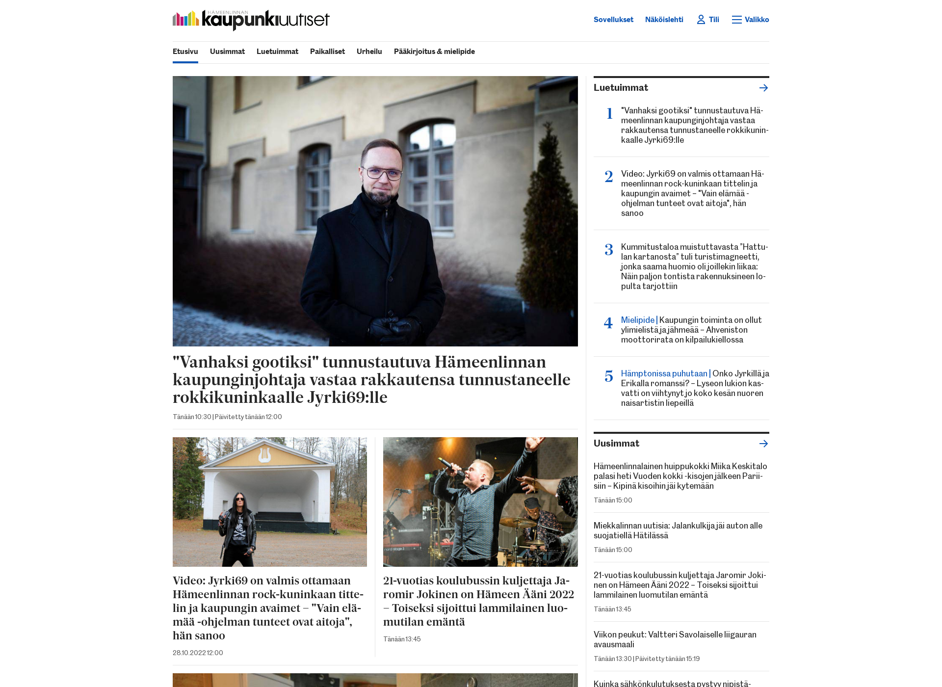 Screenshot for hameenlinnankaupunkiuutiset.fi