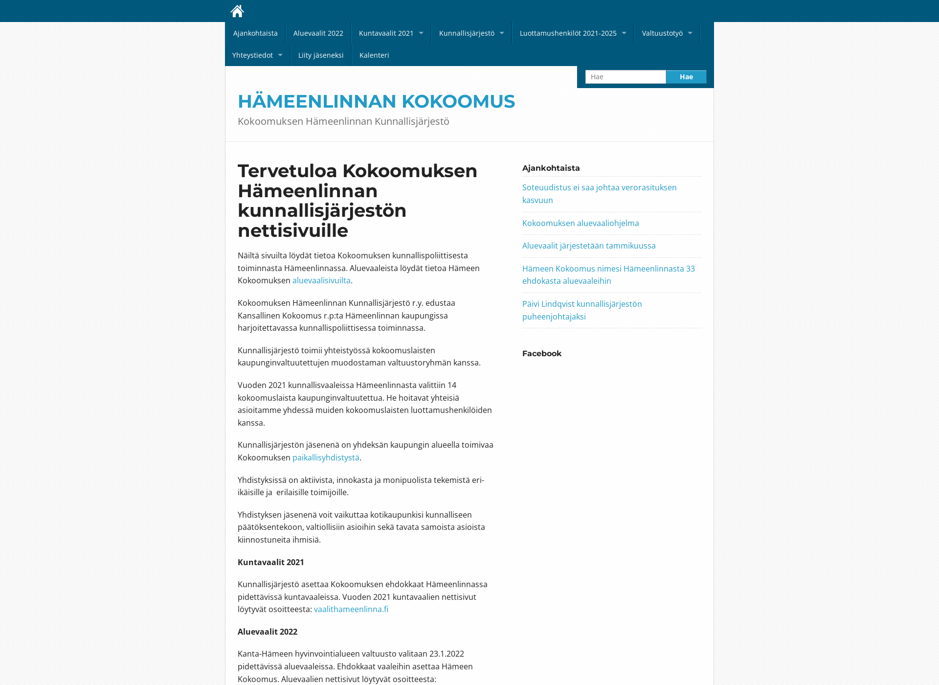 Screenshot for hameenlinnankokoomus.fi