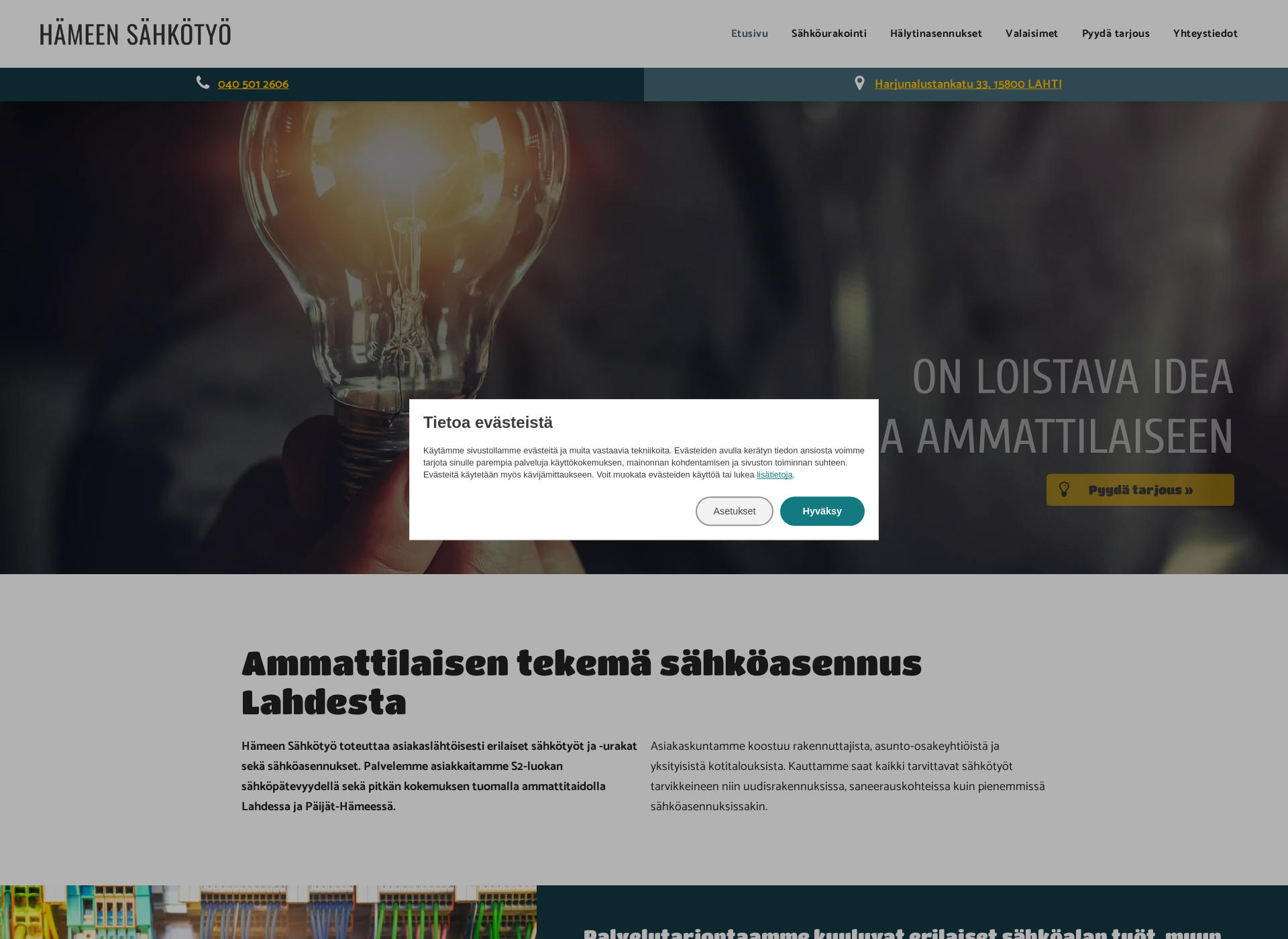 Skärmdump för hameensahkotyo.fi