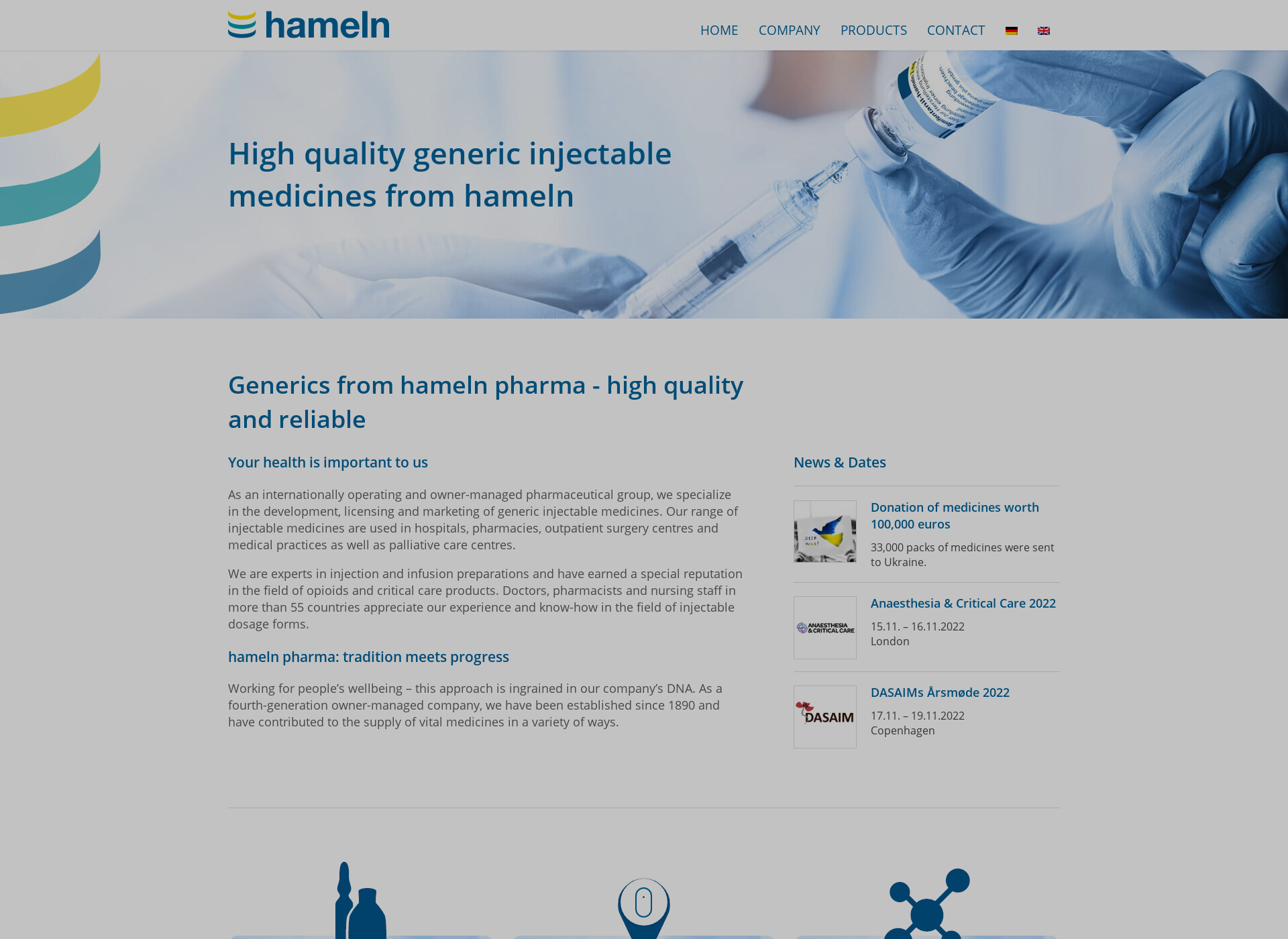 Skärmdump för hameln-pharma.fi