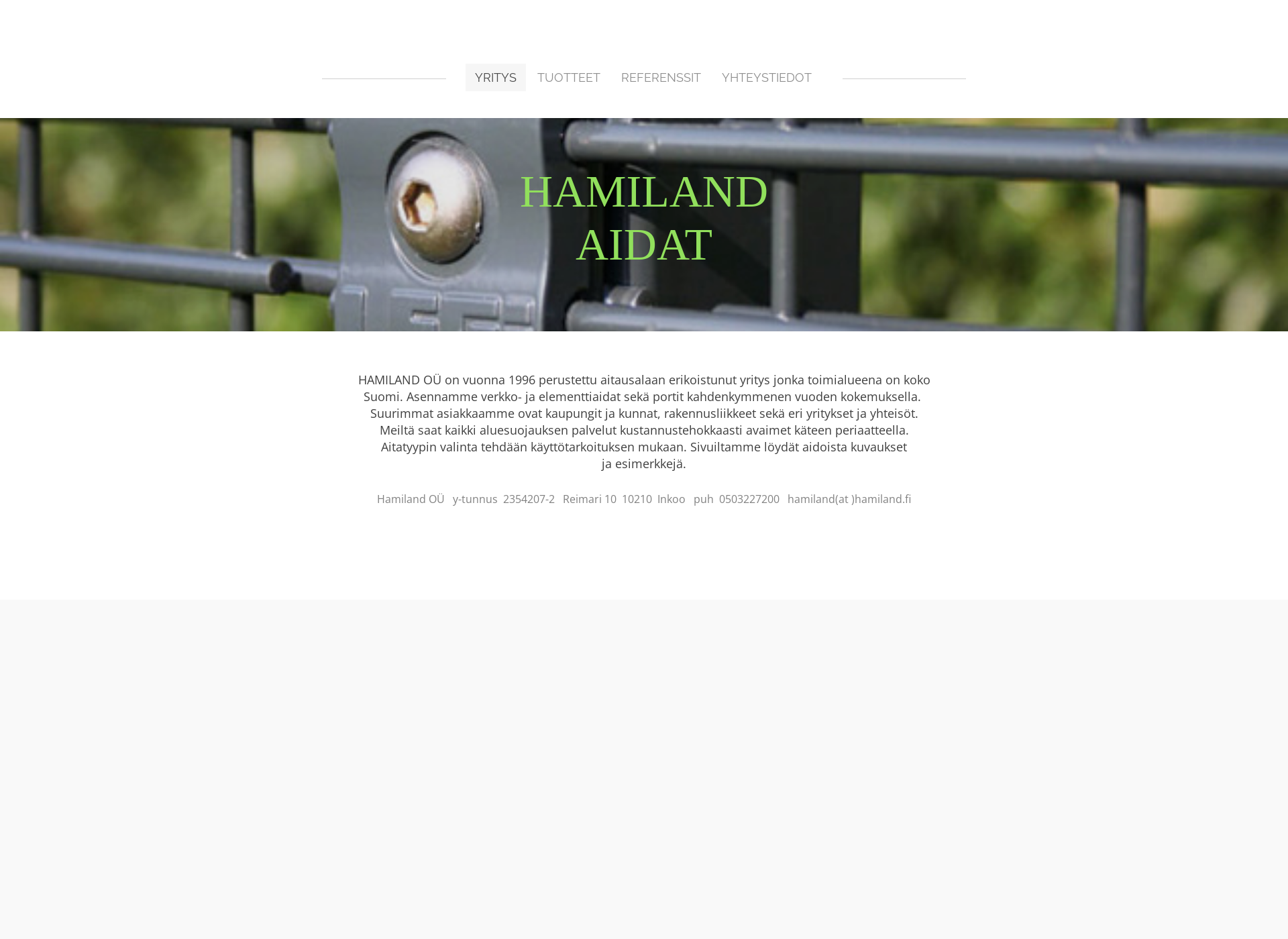 Skärmdump för hamiland.fi
