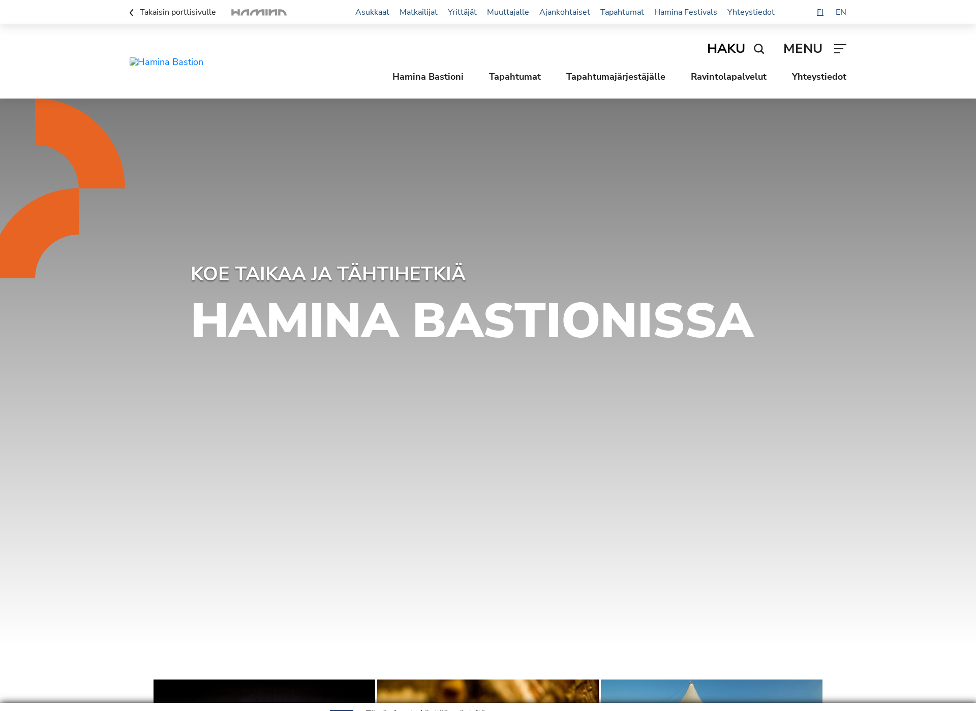 Skärmdump för haminabastioni.fi