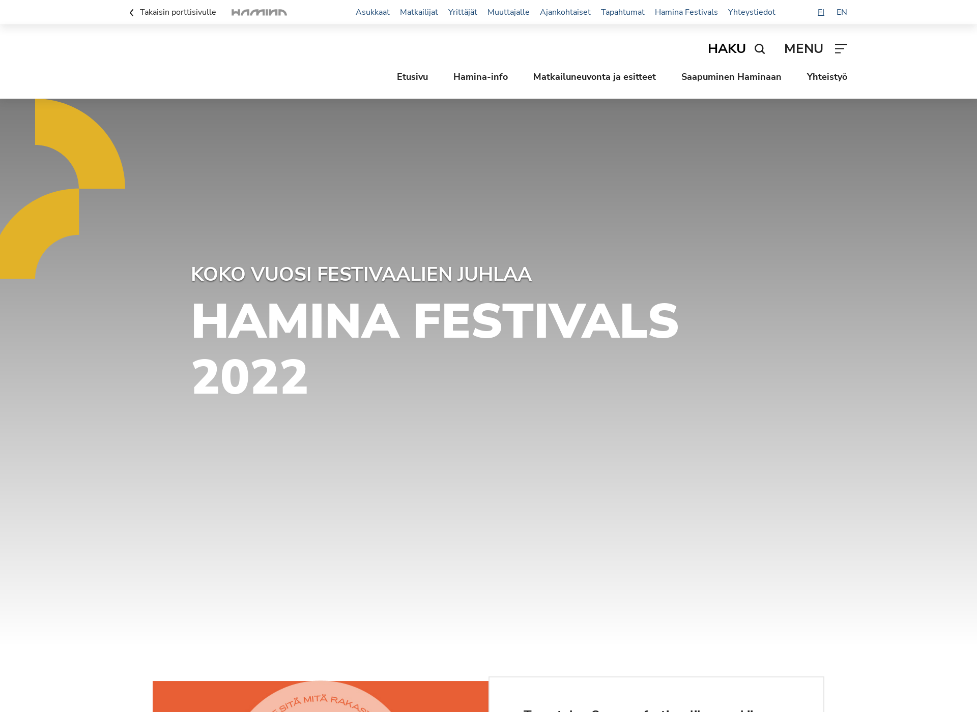 Screenshot for haminafestivals.fi