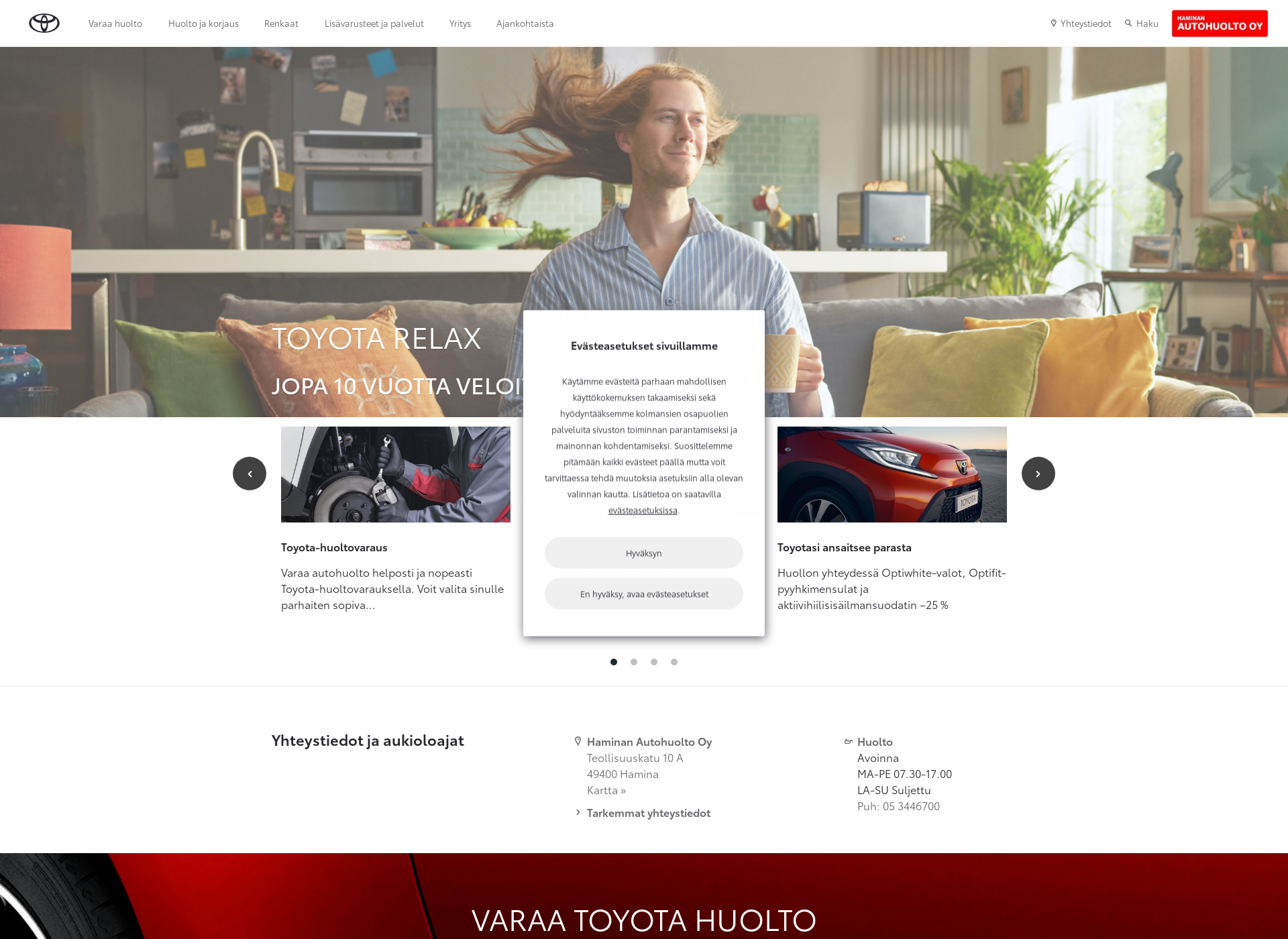 Skärmdump för haminan-autohuolto.fi