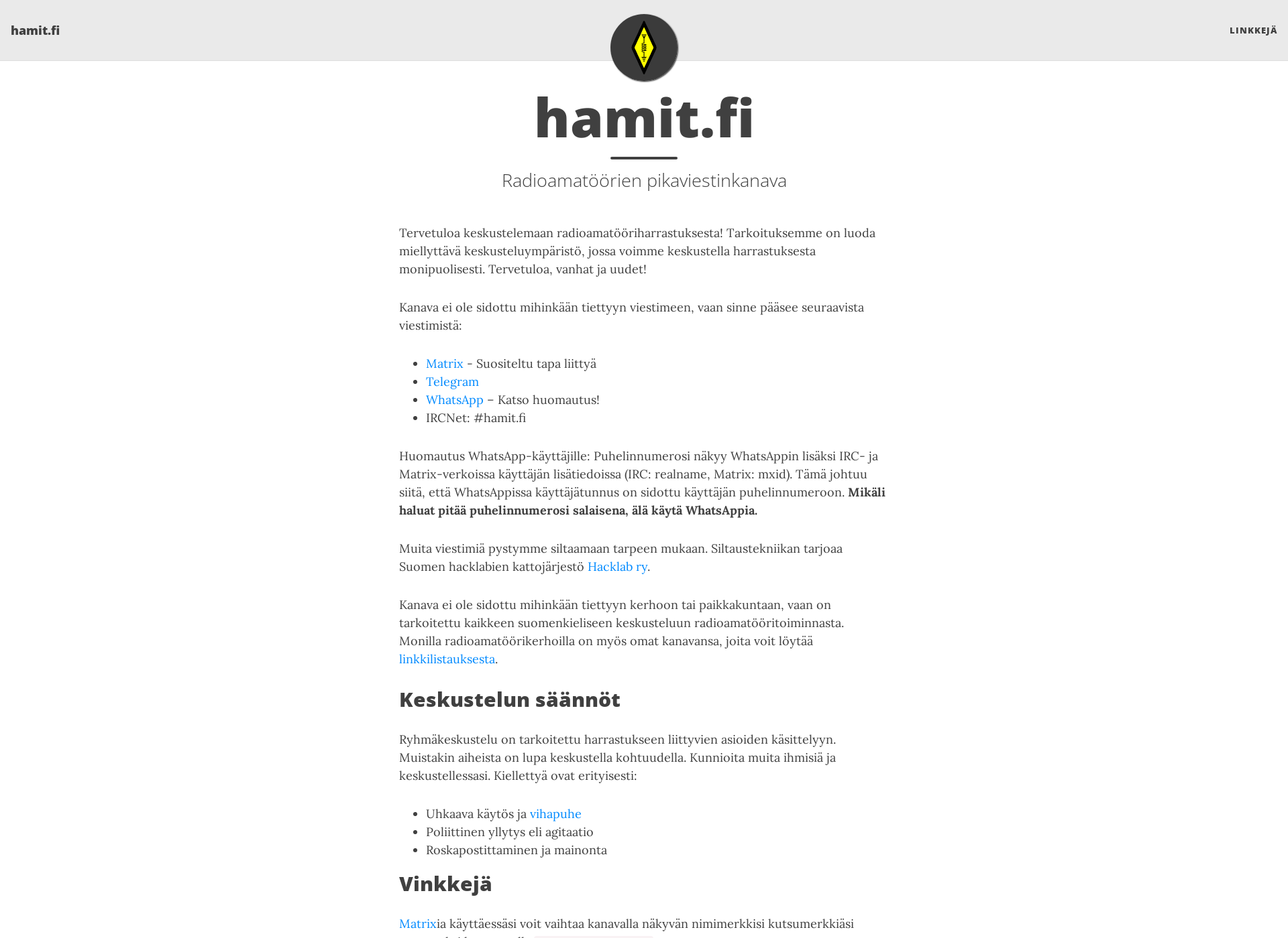 Skärmdump för hamit.fi