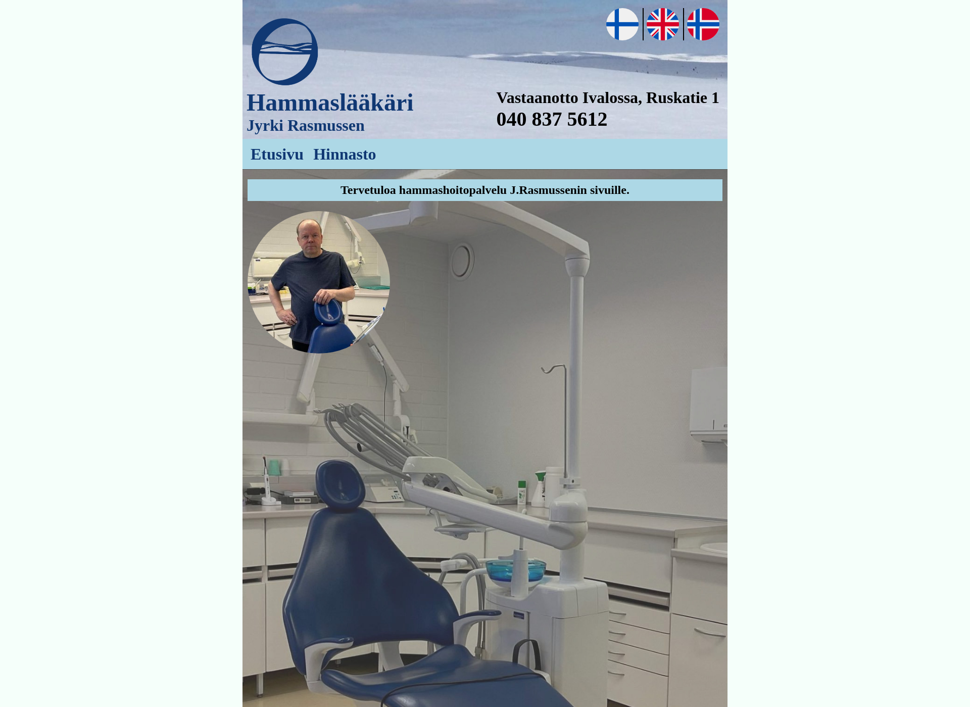 Skärmdump för hammashoitopalvelurasmussen.fi