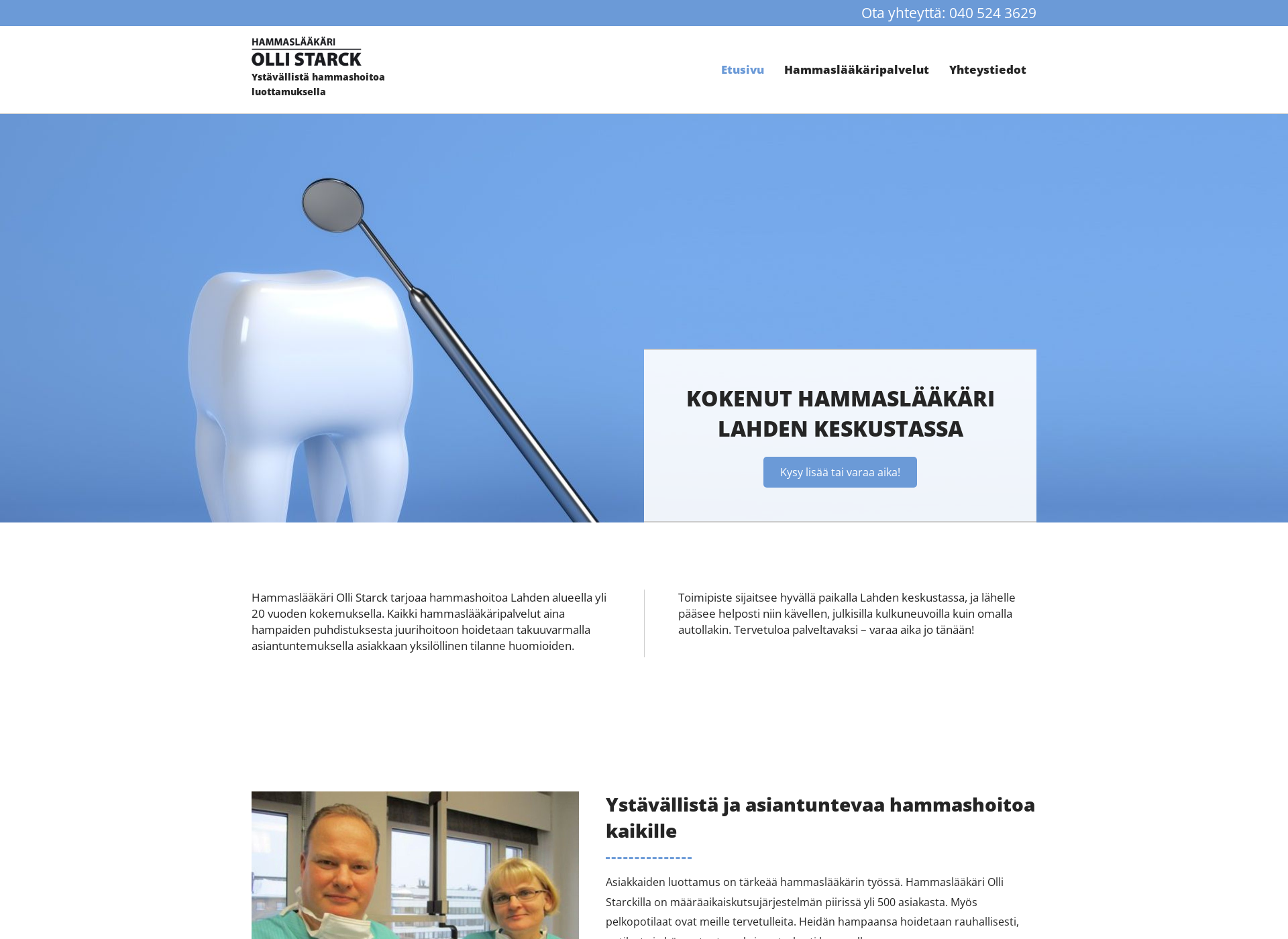 Skärmdump för hammaslaakariollistarck.fi