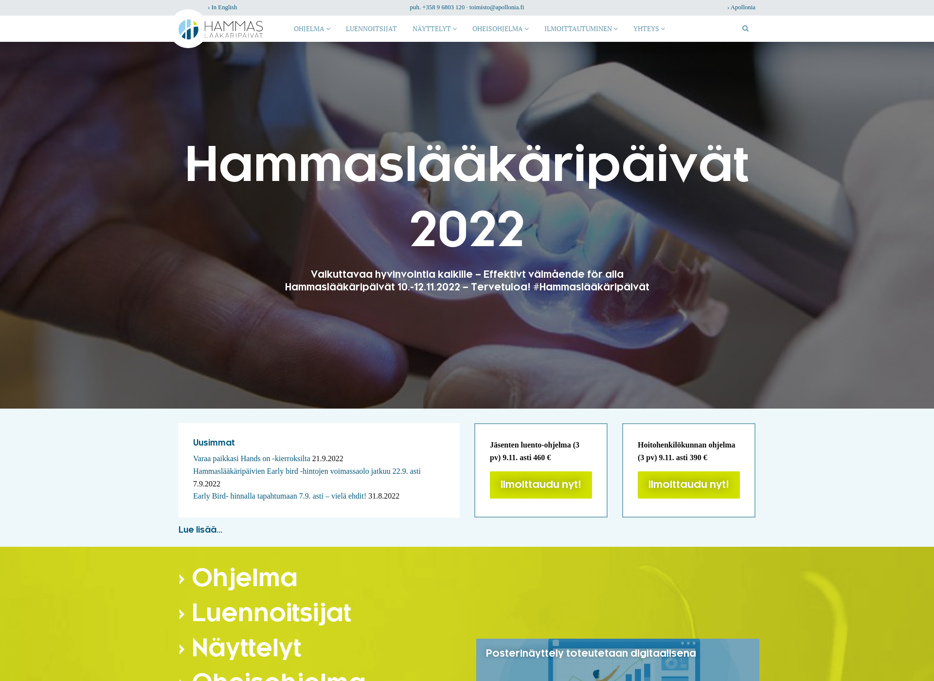 Skärmdump för hammaslaakaripaivat.fi