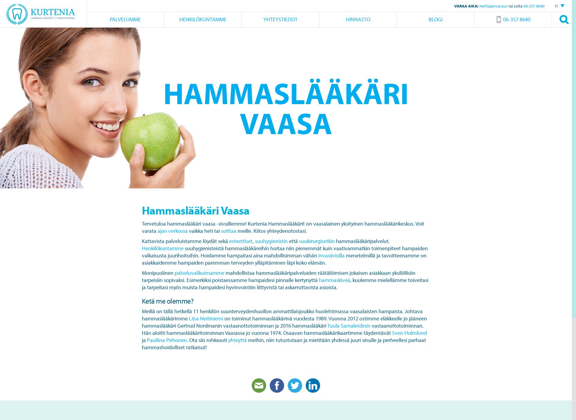 Screenshot for hammaslaakarivaasa.fi