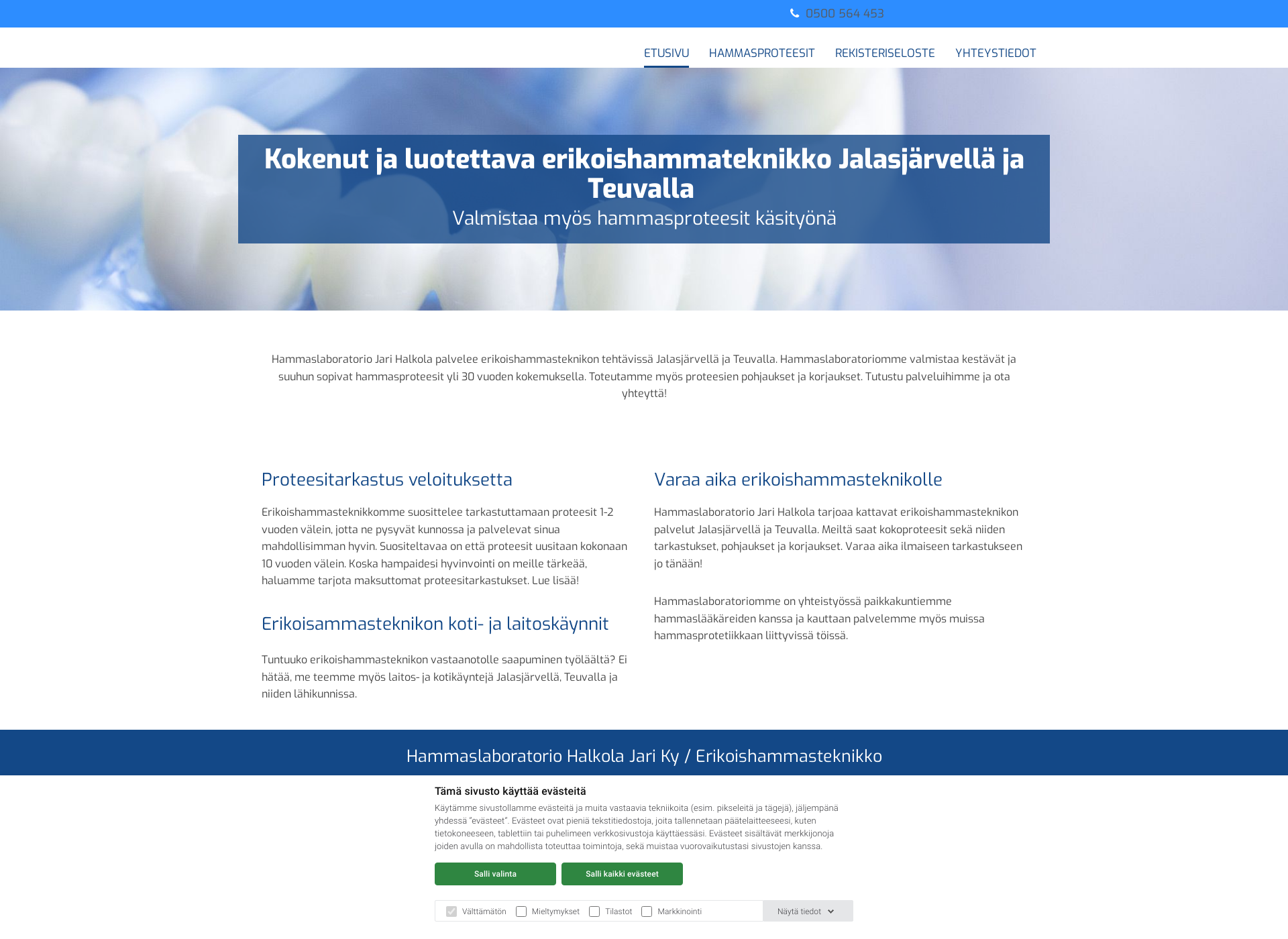 Screenshot for hammaslaboratoriojarihalkola.fi