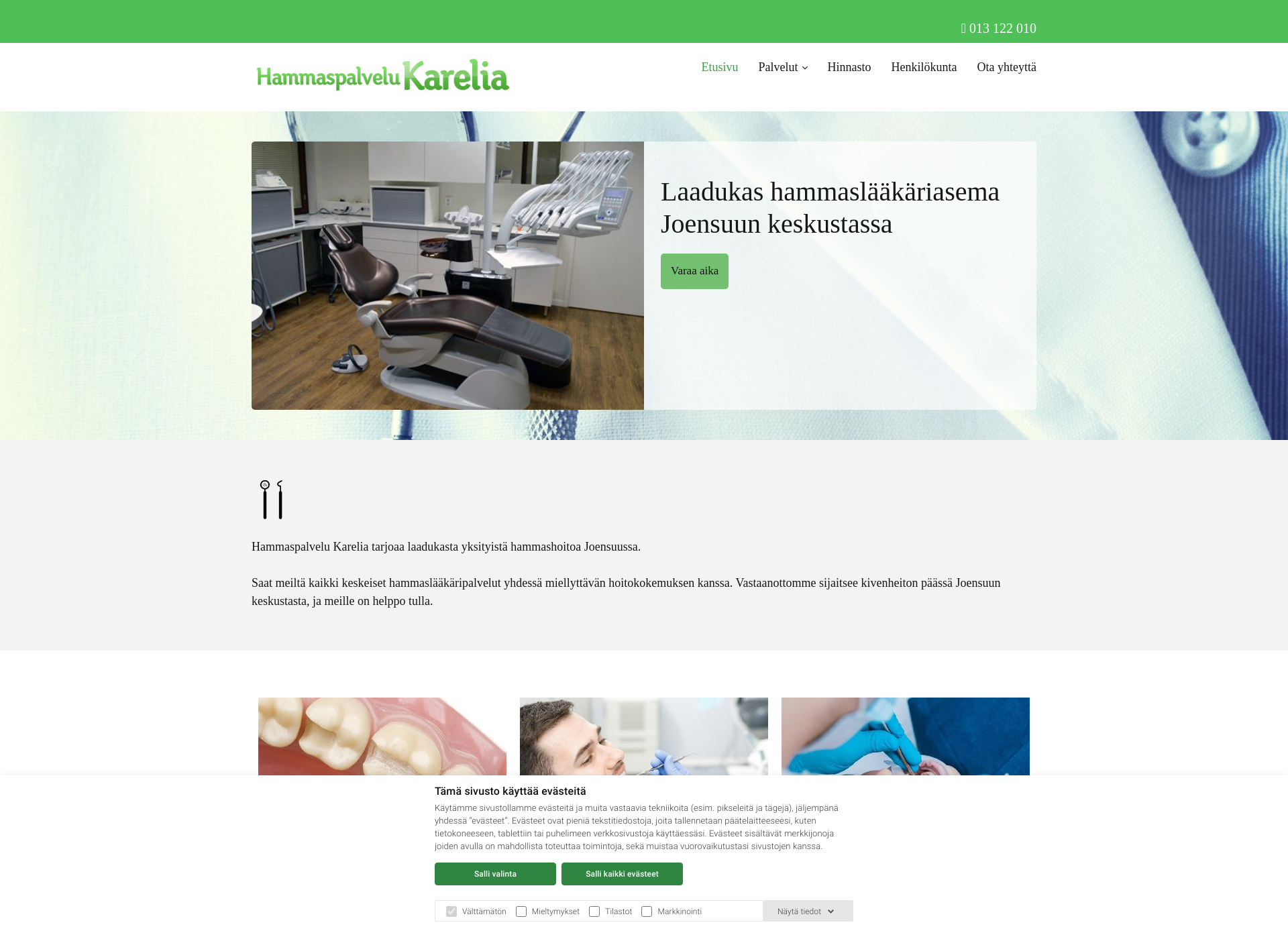 Skärmdump för hammaspalvelukarelia.fi