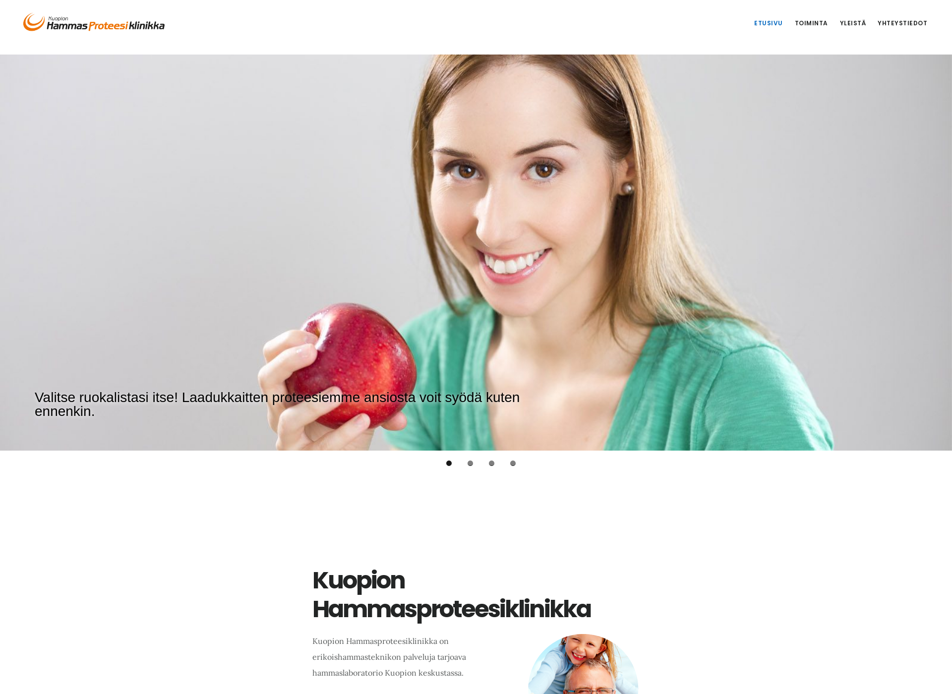 Skärmdump för hammasproteesiklinikka.fi