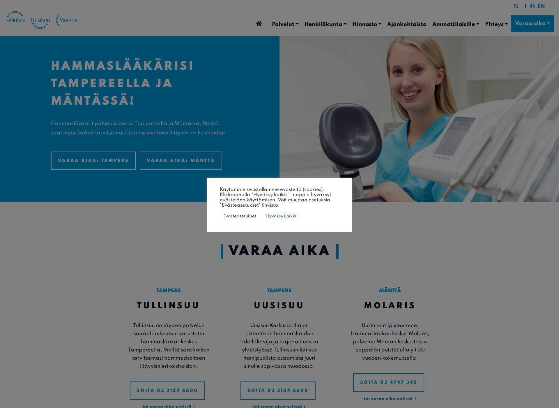 Skärmdump för hammasraudat.fi