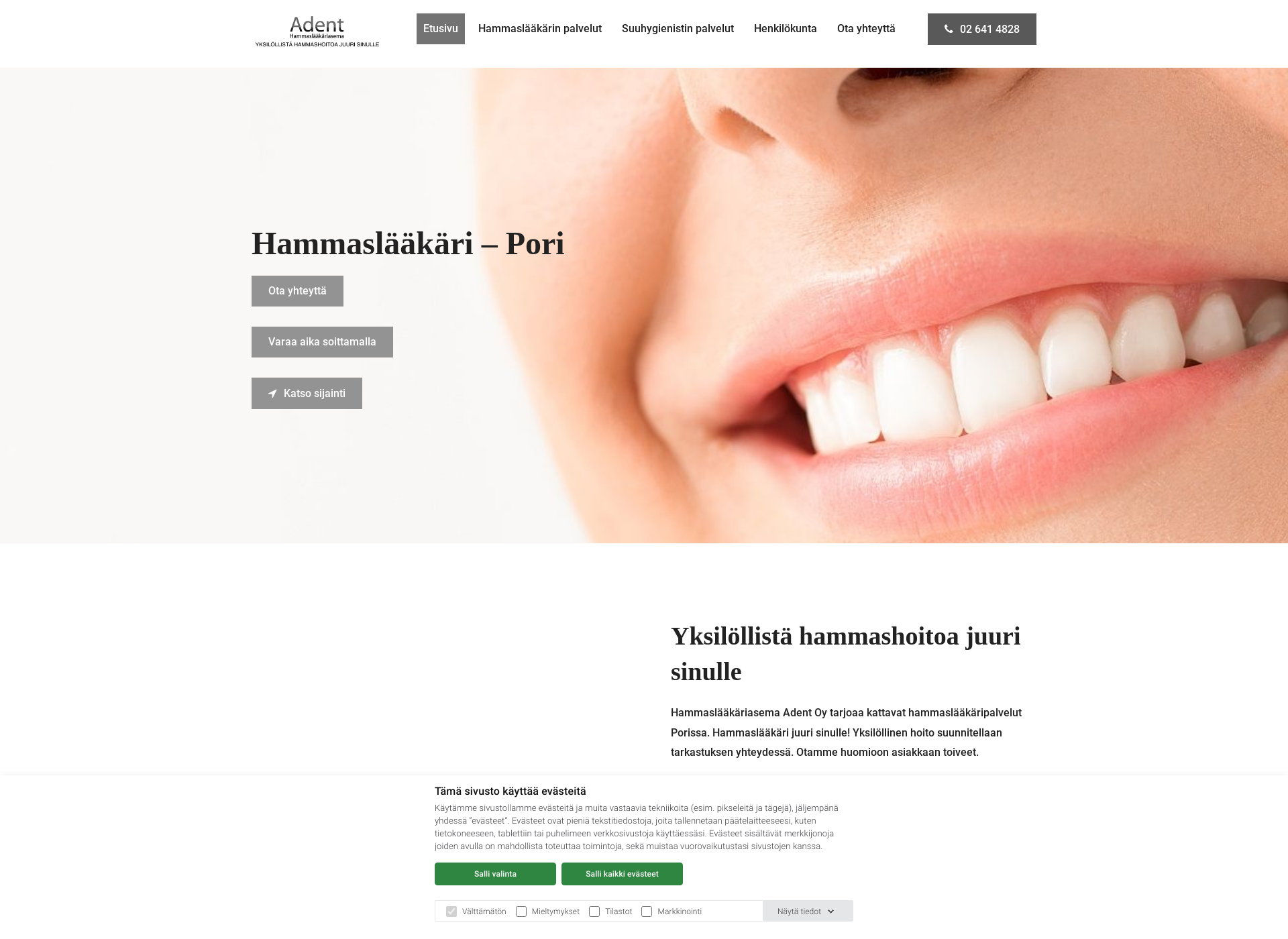 Skärmdump för hammassarkypori.fi