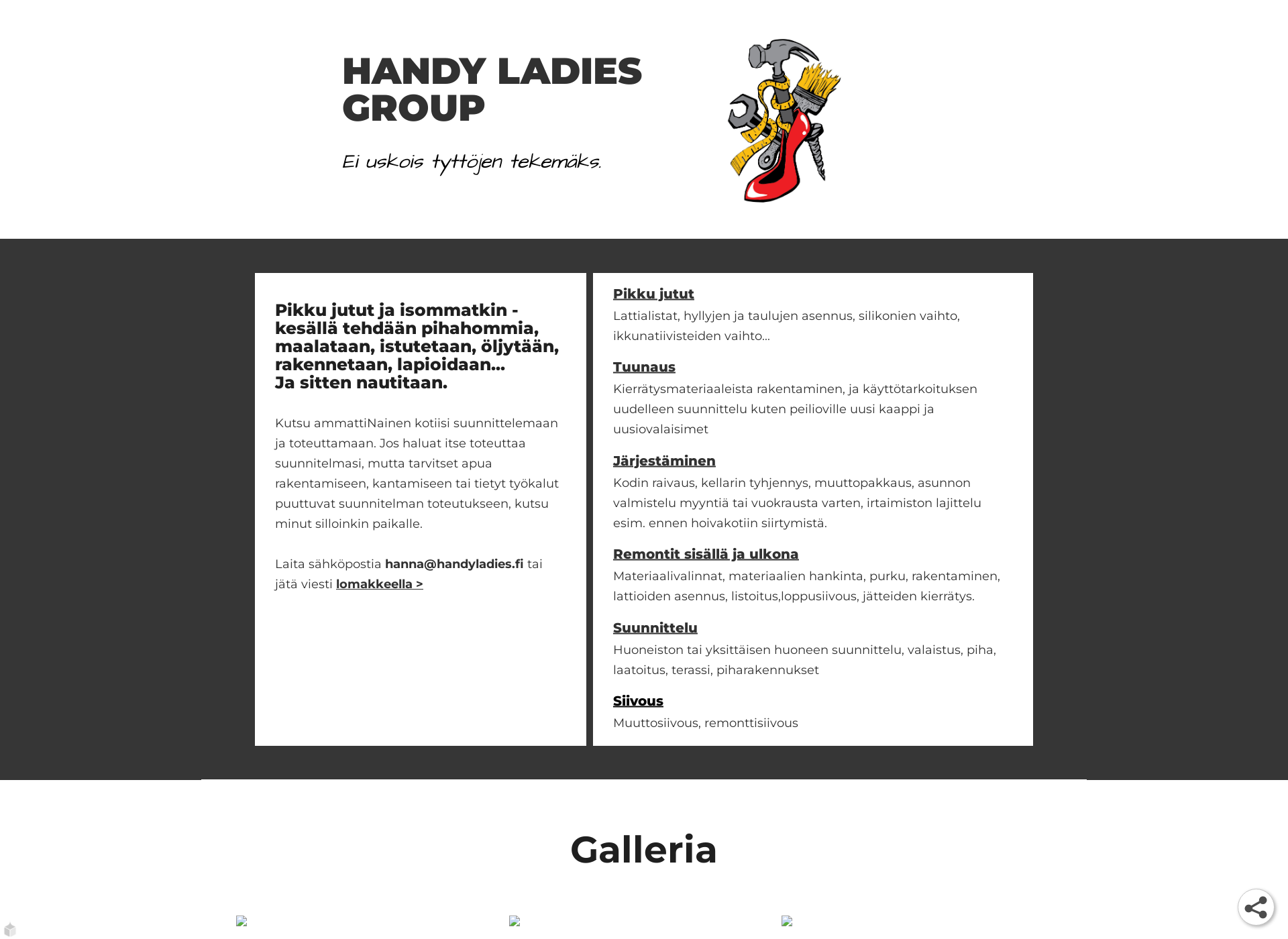 Screenshot for handyladies.fi