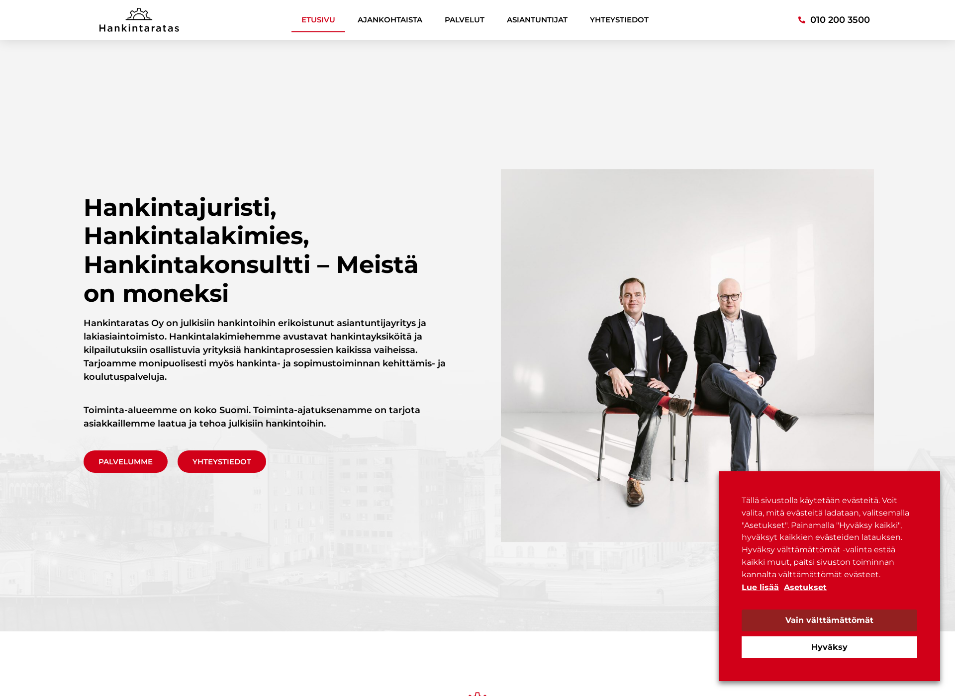 Skärmdump för hankintaratas.fi