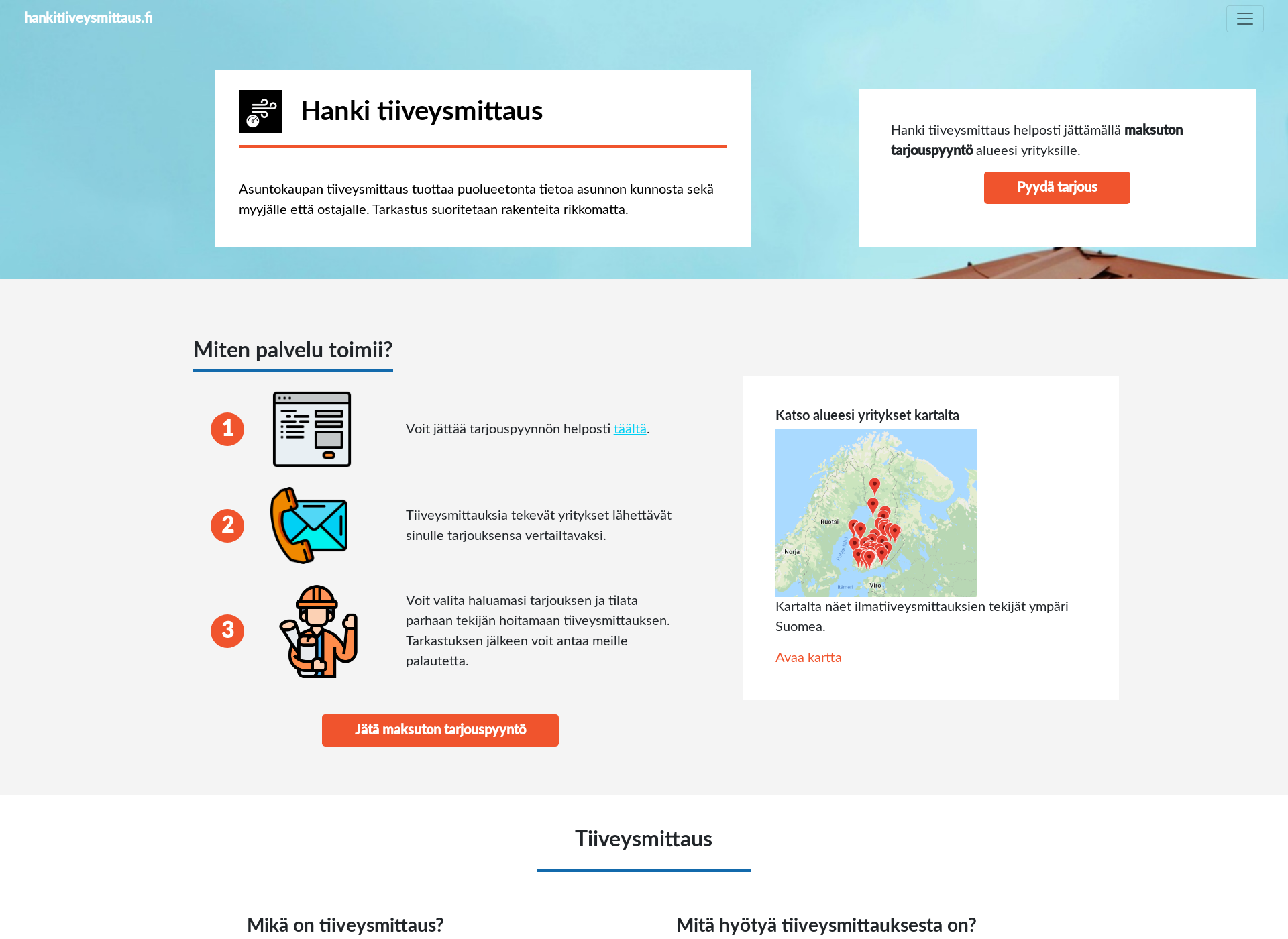 Screenshot for hankitiiveysmittaus.fi