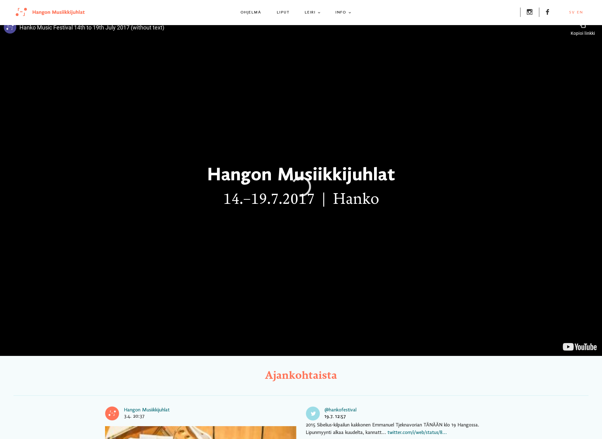 Skärmdump för hankomusicfestival.fi