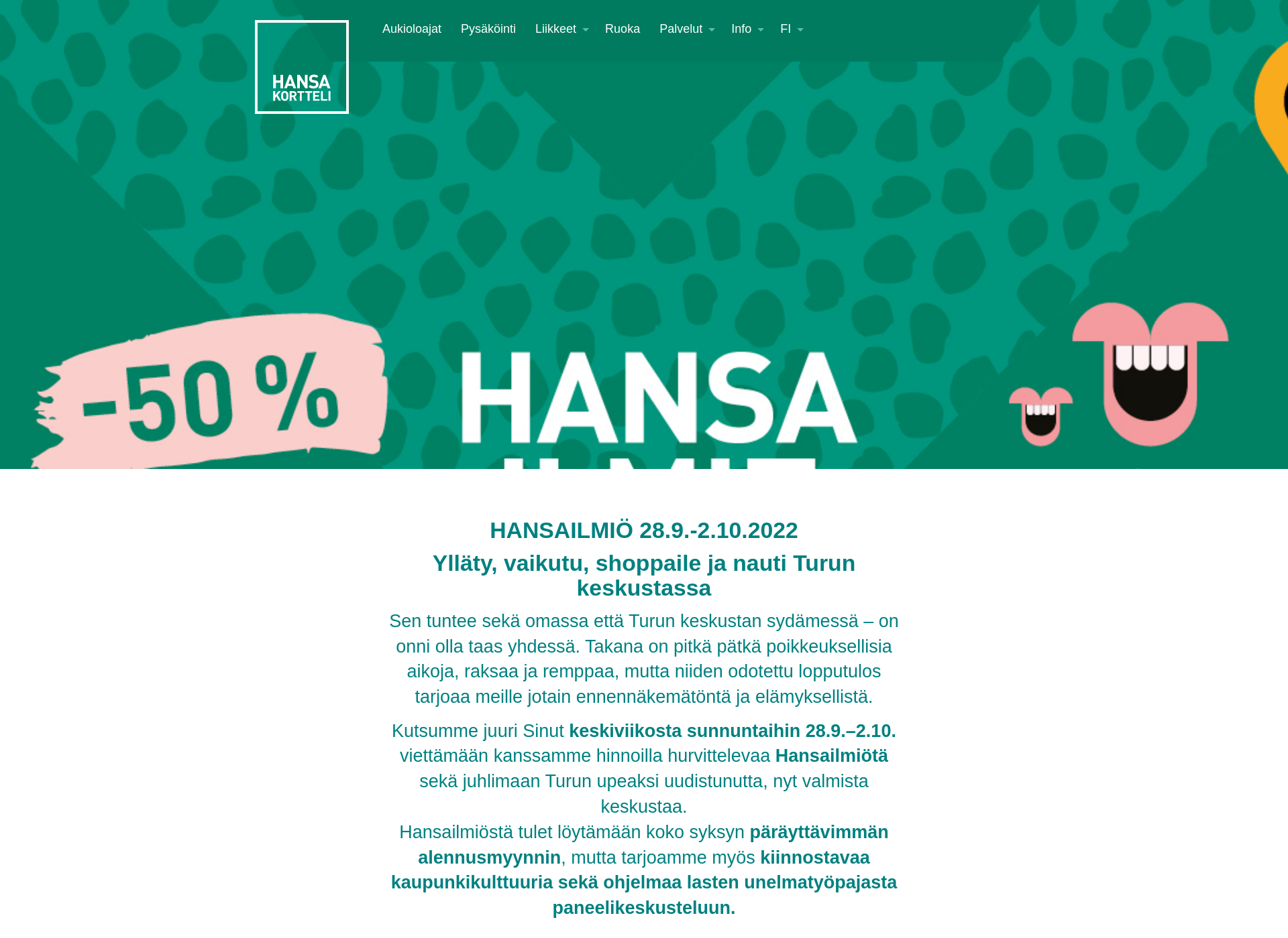 Skärmdump för hansailmiö.fi