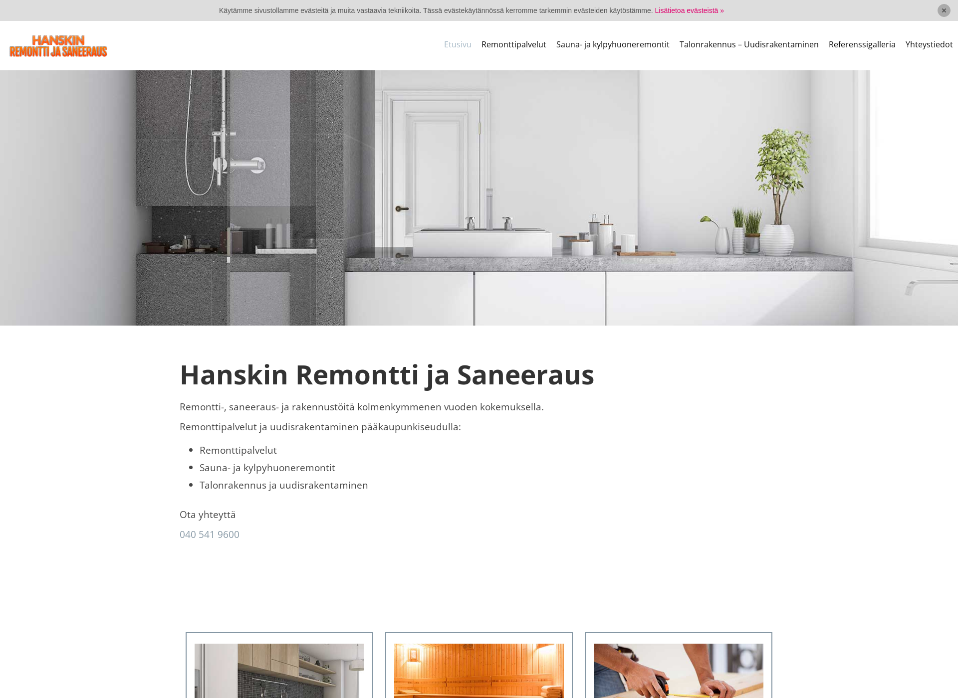 Skärmdump för hanskin-remonttisaneeraus.fi