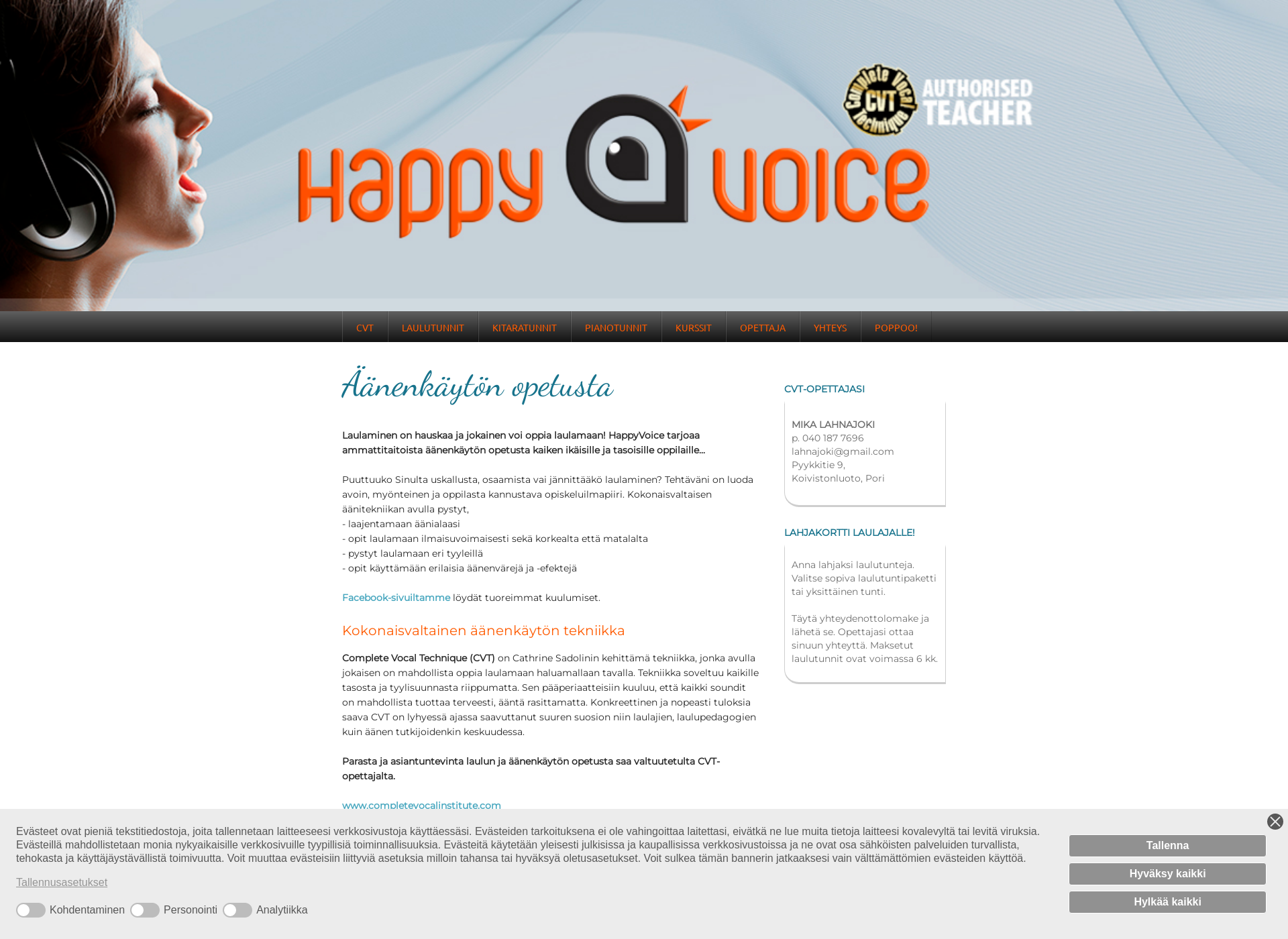 Skärmdump för happyvoice.fi
