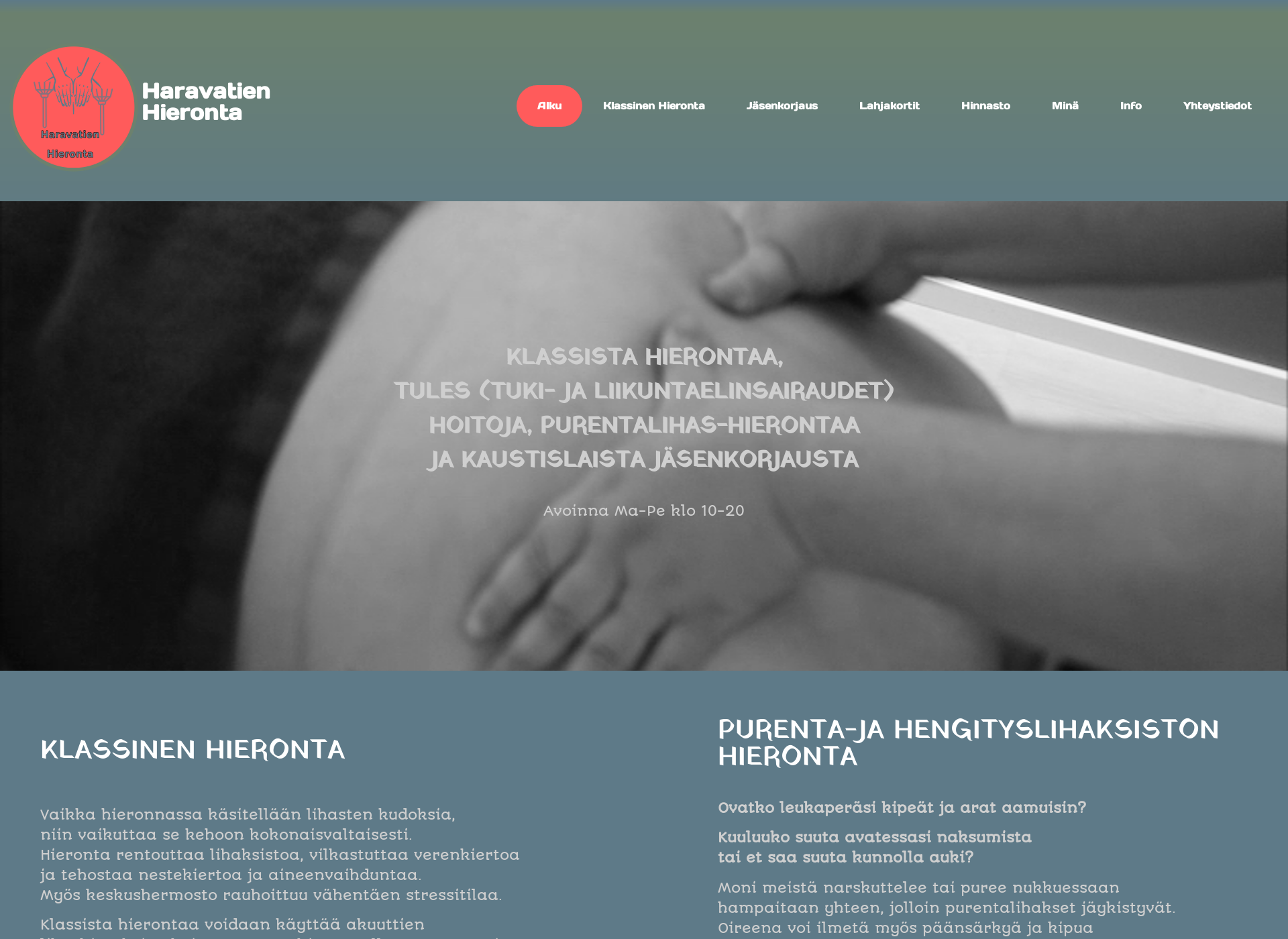Screenshot for haravatienhieronta.fi