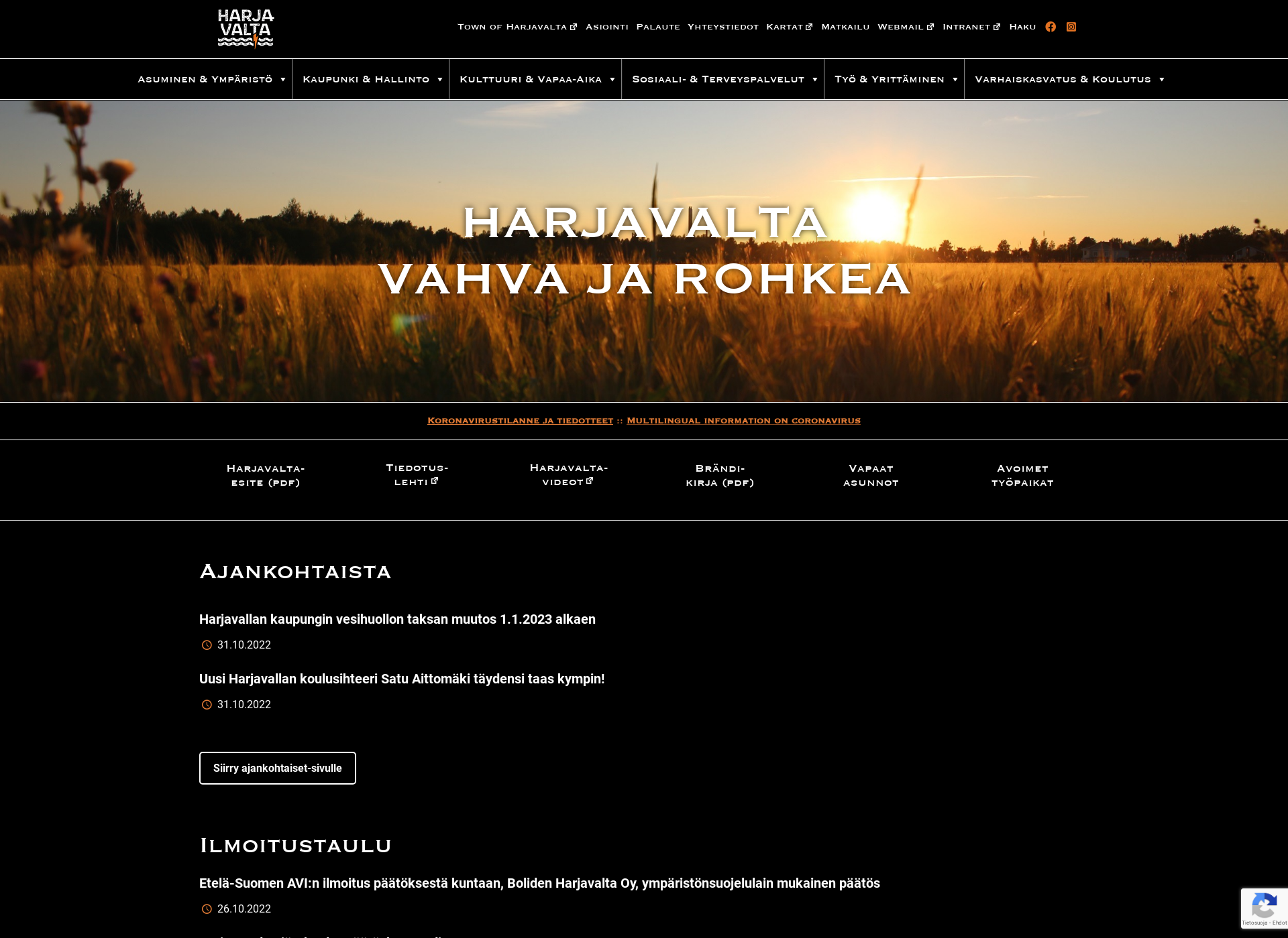 Skärmdump för harjavalta.fi