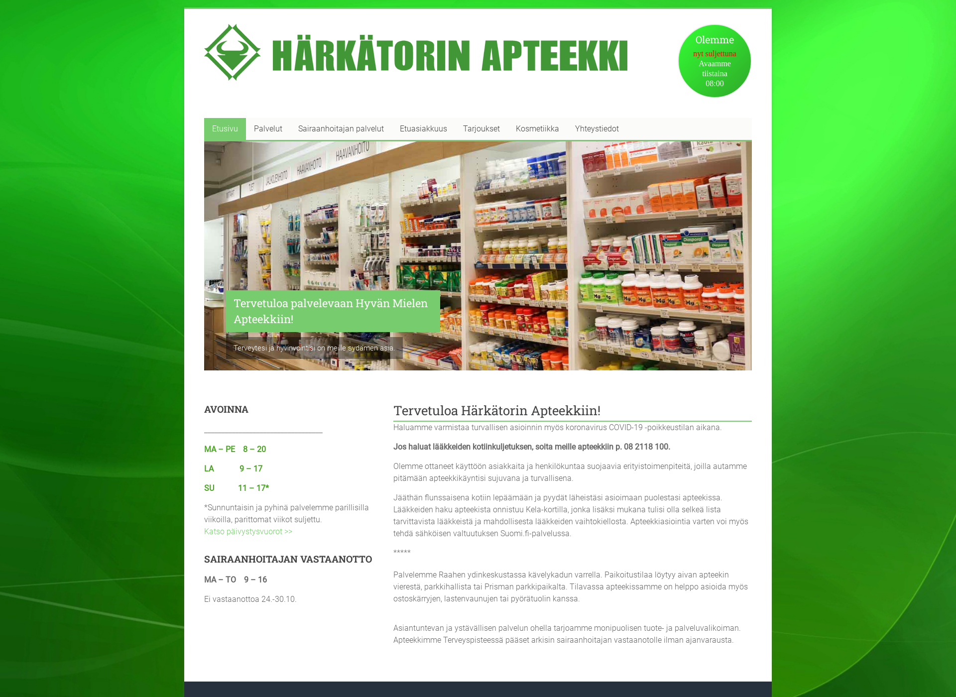 Skärmdump för harkatorinapteekki.fi