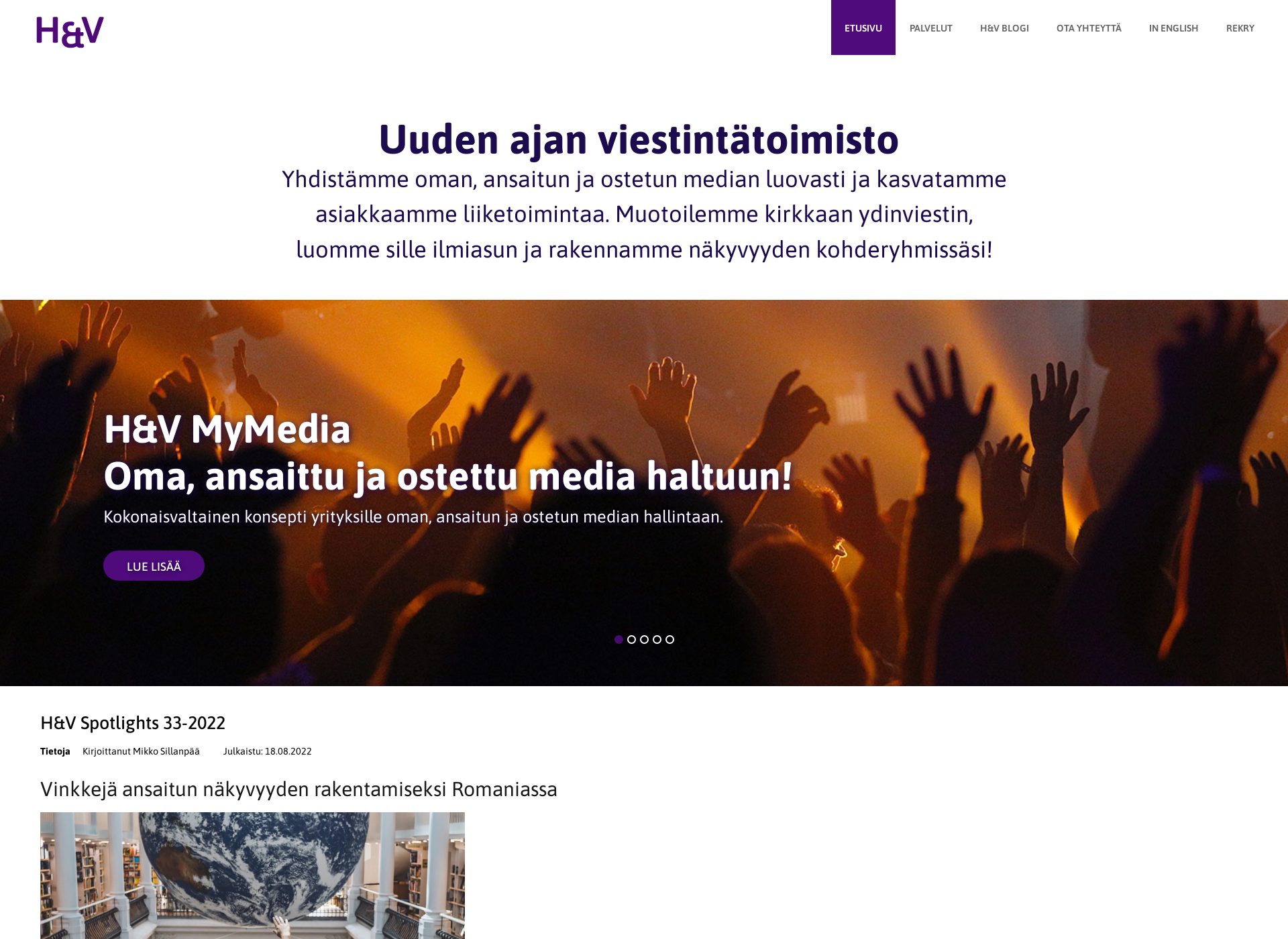 Skärmdump för harkonsalovesa.fi