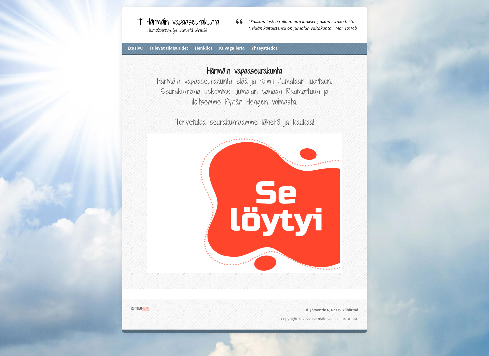 Screenshot for harmainvapaaseurakunta.fi