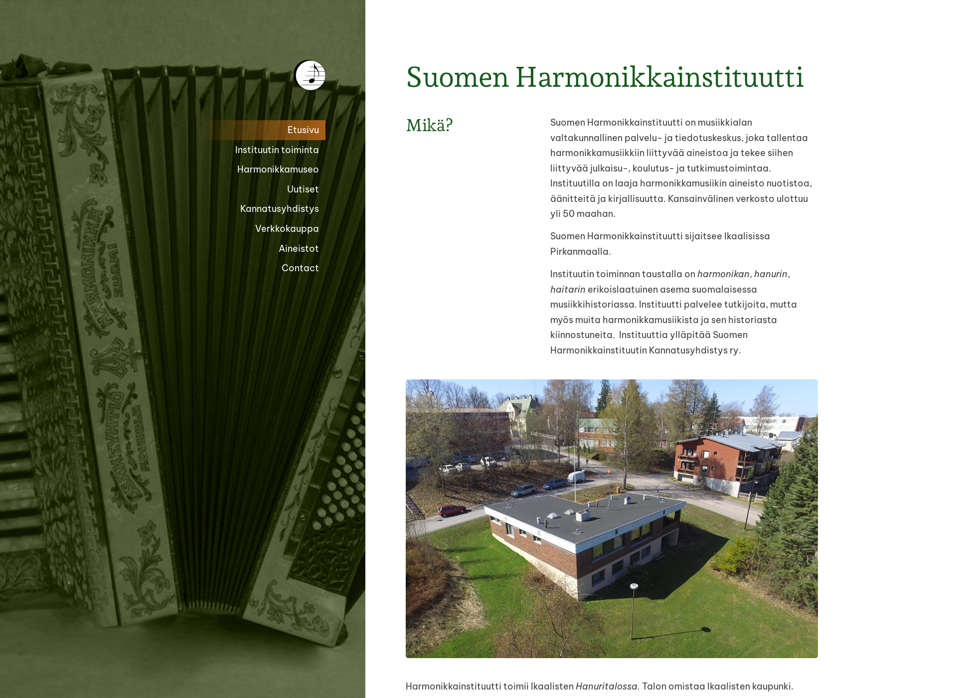Skärmdump för harmonikkainstituutti.fi