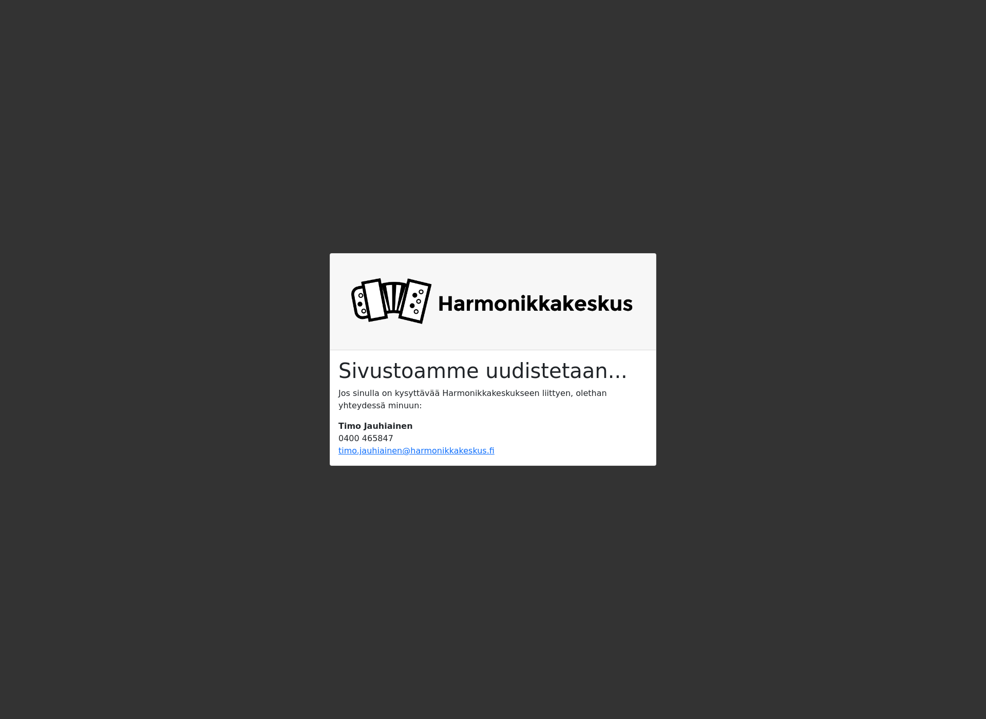 Skärmdump för harmonikkakoulu.fi