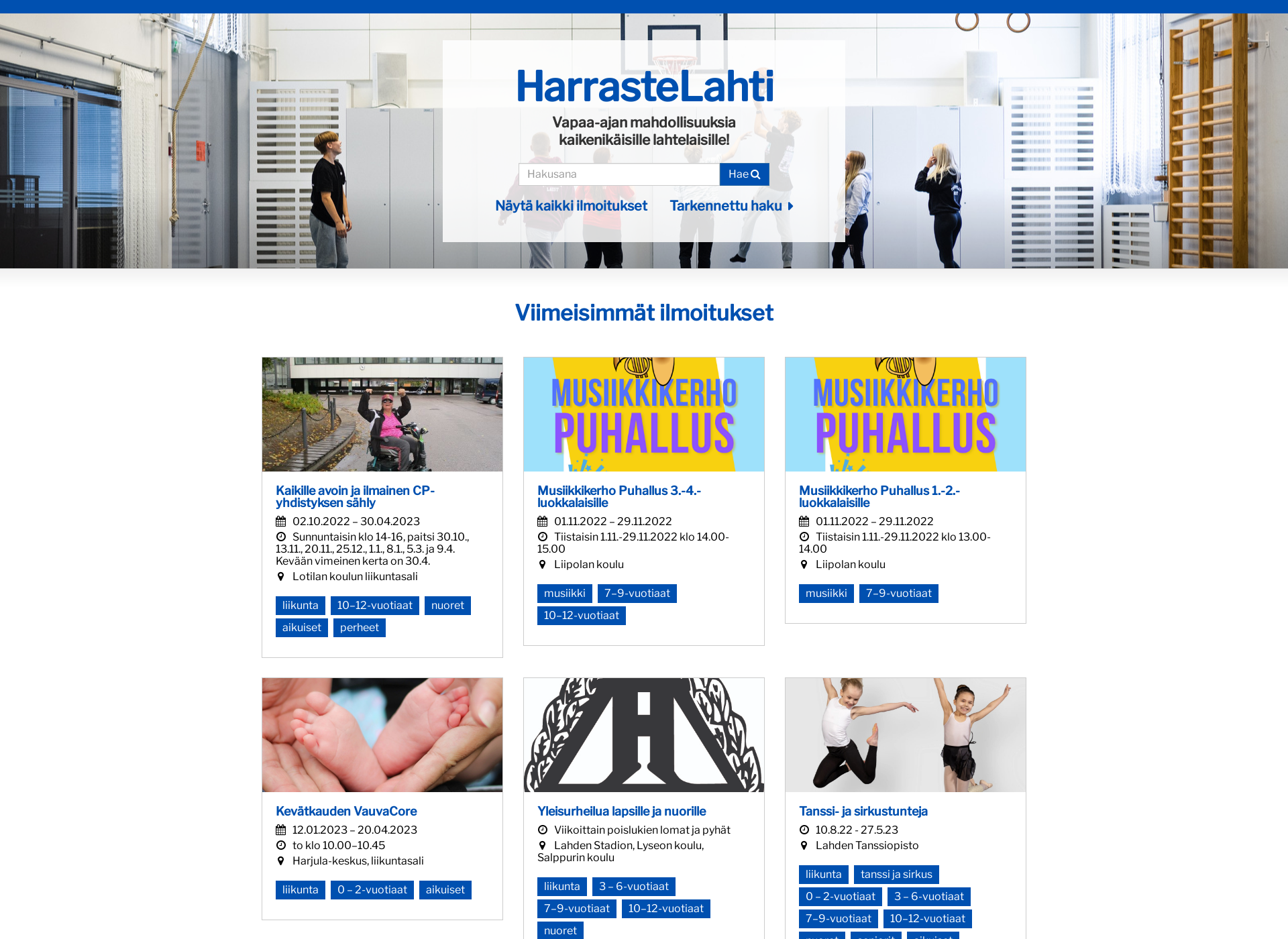 Screenshot for harrastelahti.fi