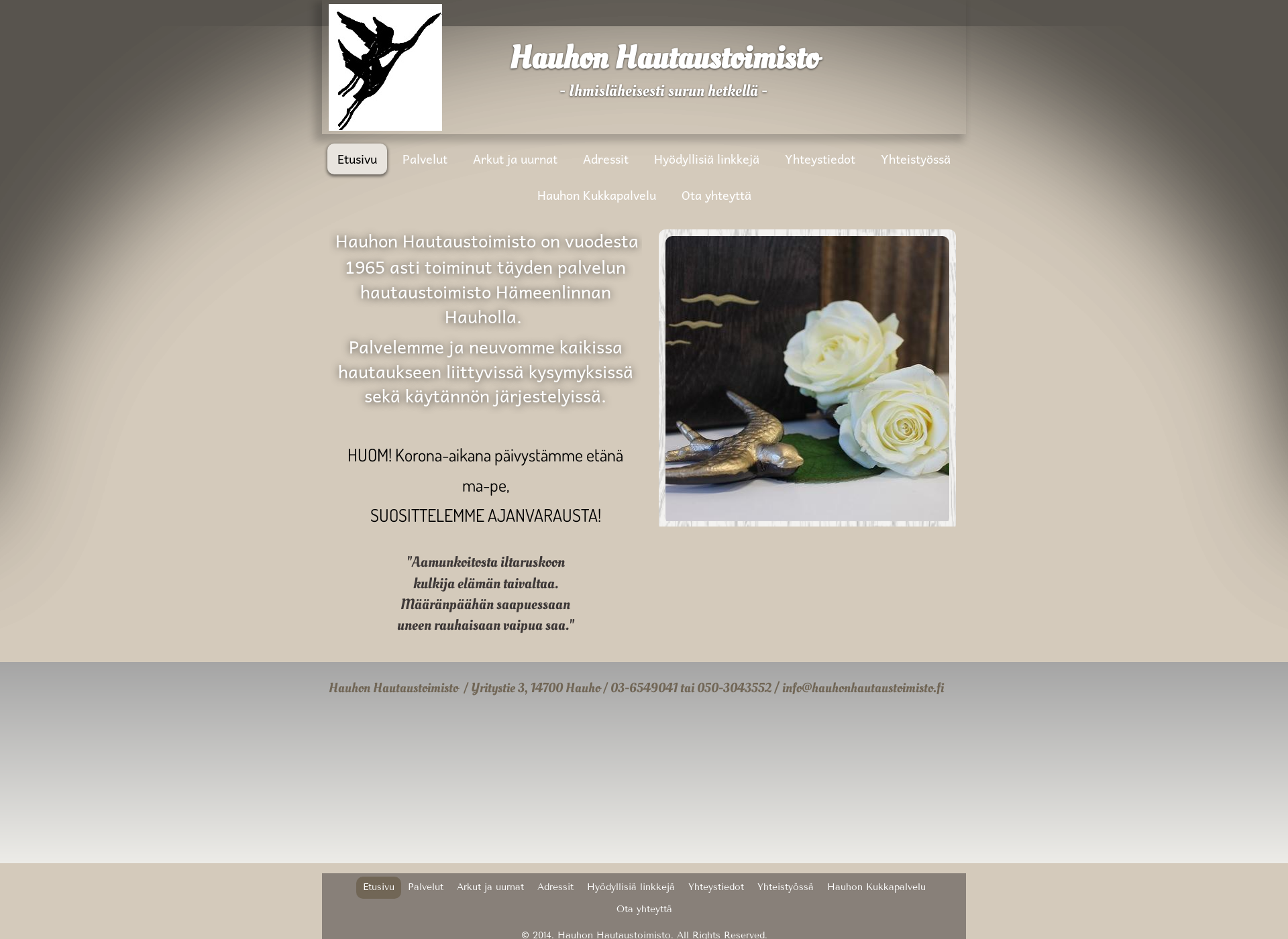 Screenshot for hauhonhautaustoimisto.fi