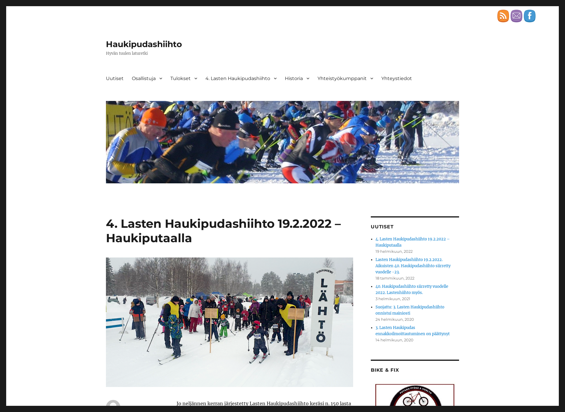 Skärmdump för haukipudashiihto.fi