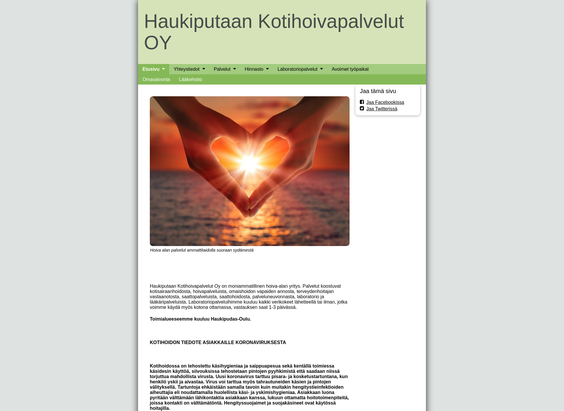 Screenshot for haukiputaankotihoivapalvelut.fi
