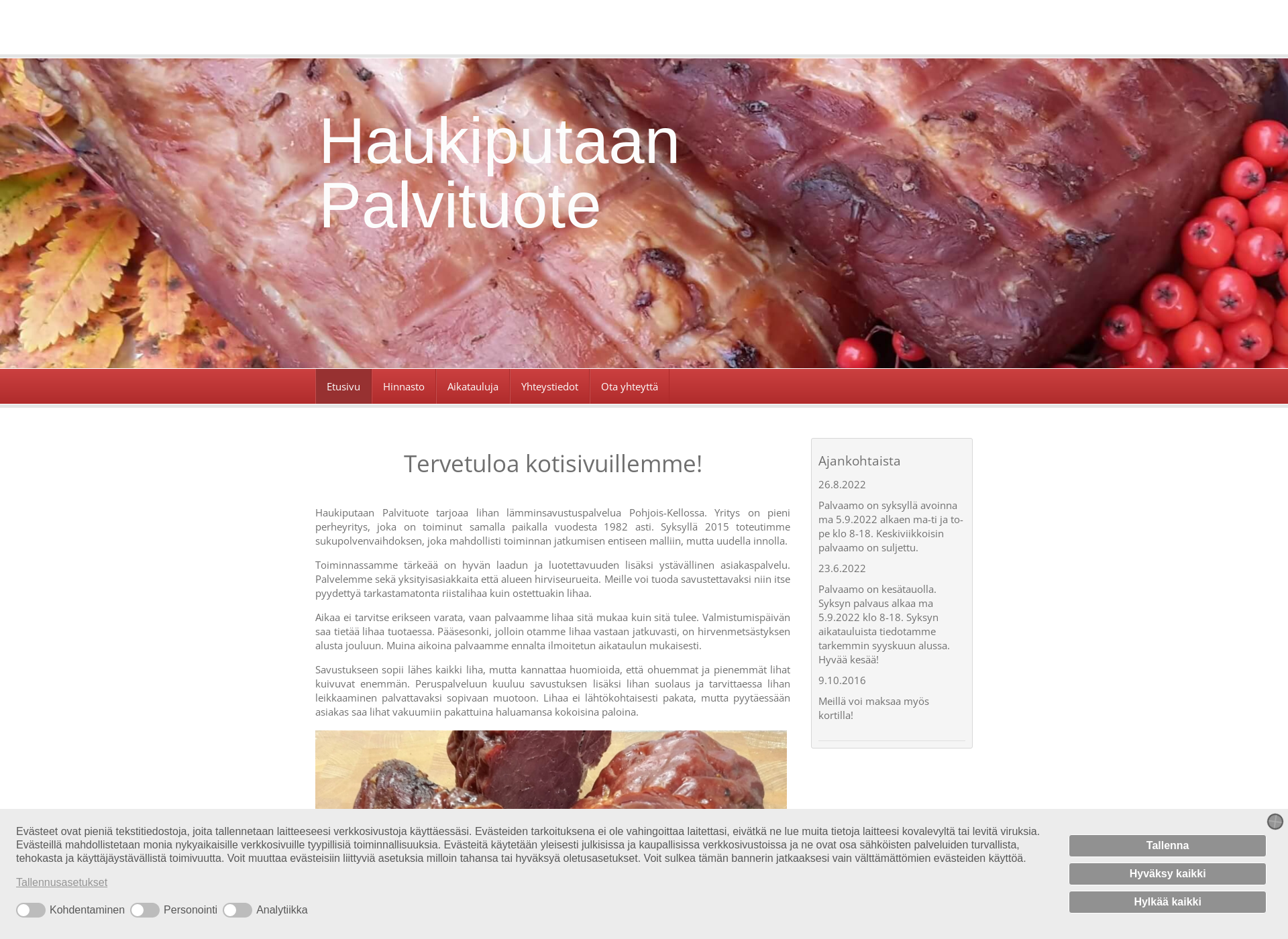 Skärmdump för haukiputaanpalvituote.fi