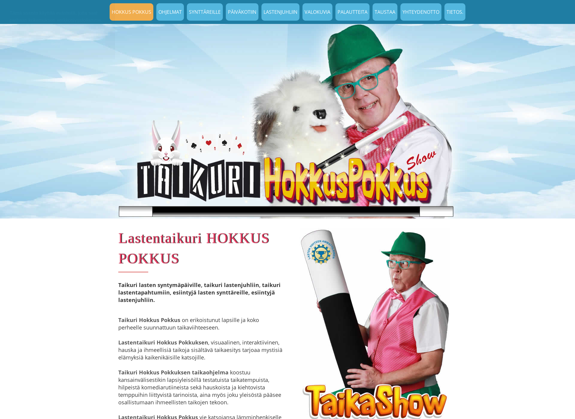 Skärmdump för hauskaa-ohjelmaa-juhliin.fi