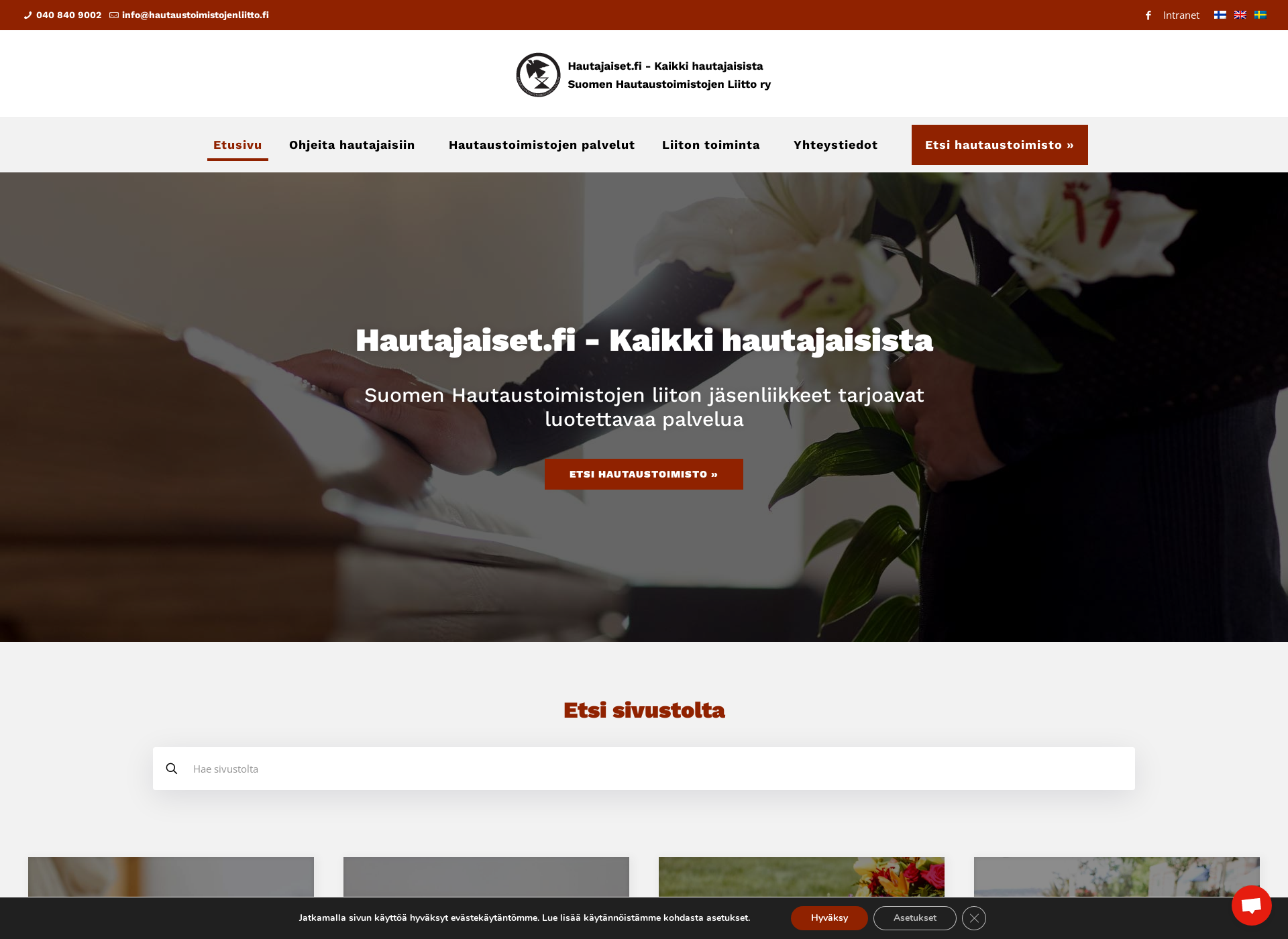 Skärmdump för hautajaiset.fi