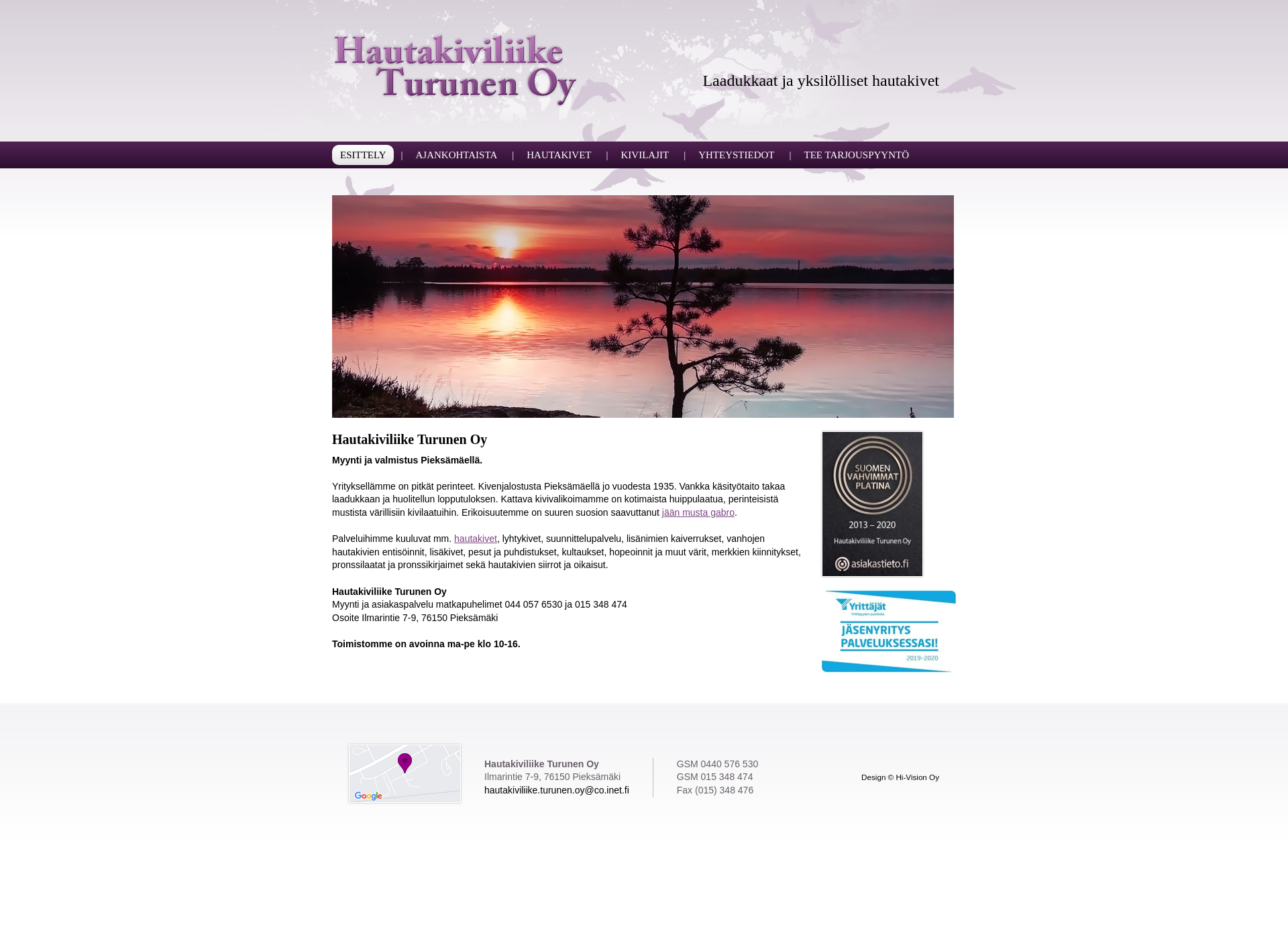 Skärmdump för hautakiviliiketurunen.fi