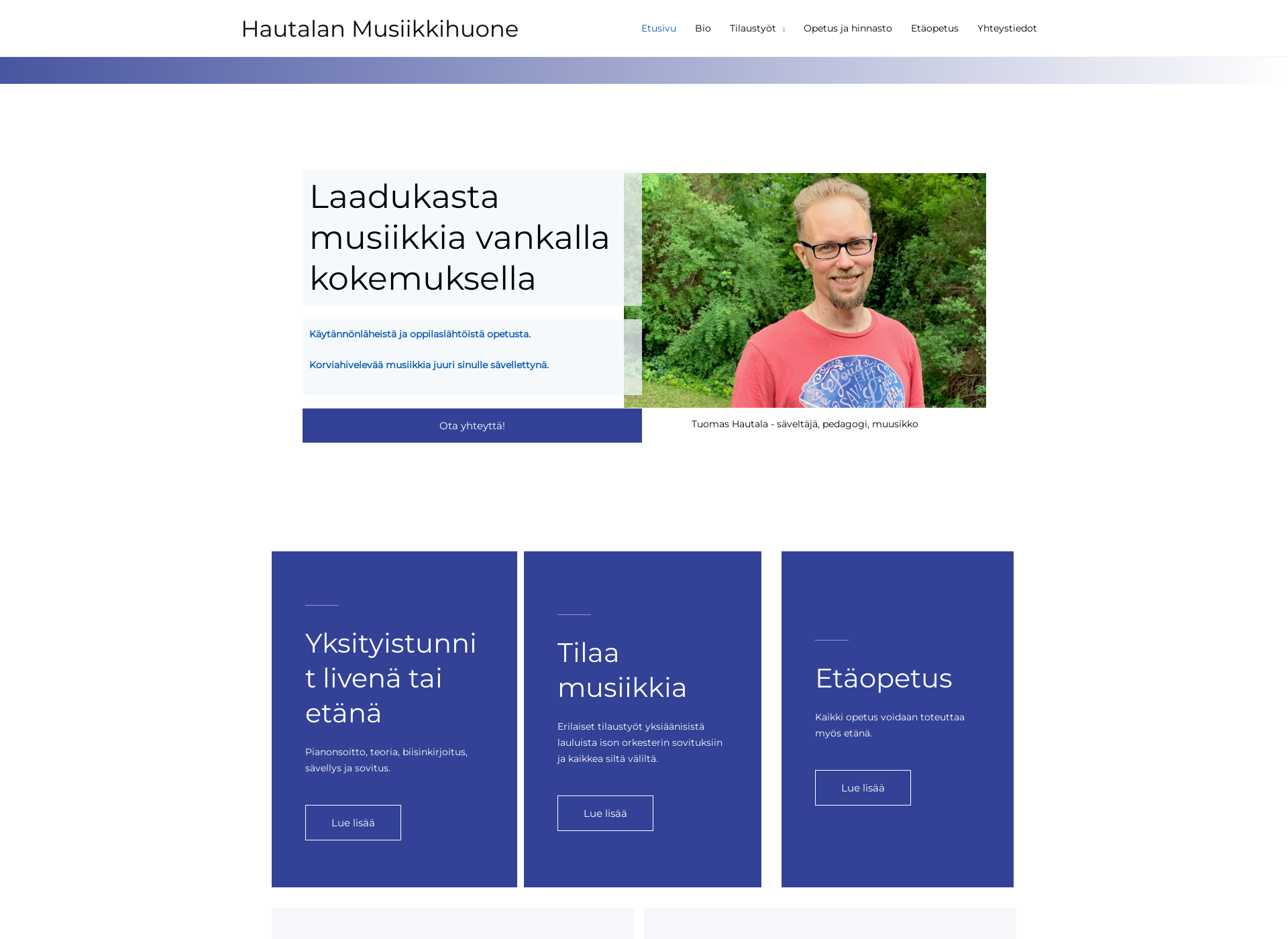 Näyttökuva hautalanmusiikkihuone.fi