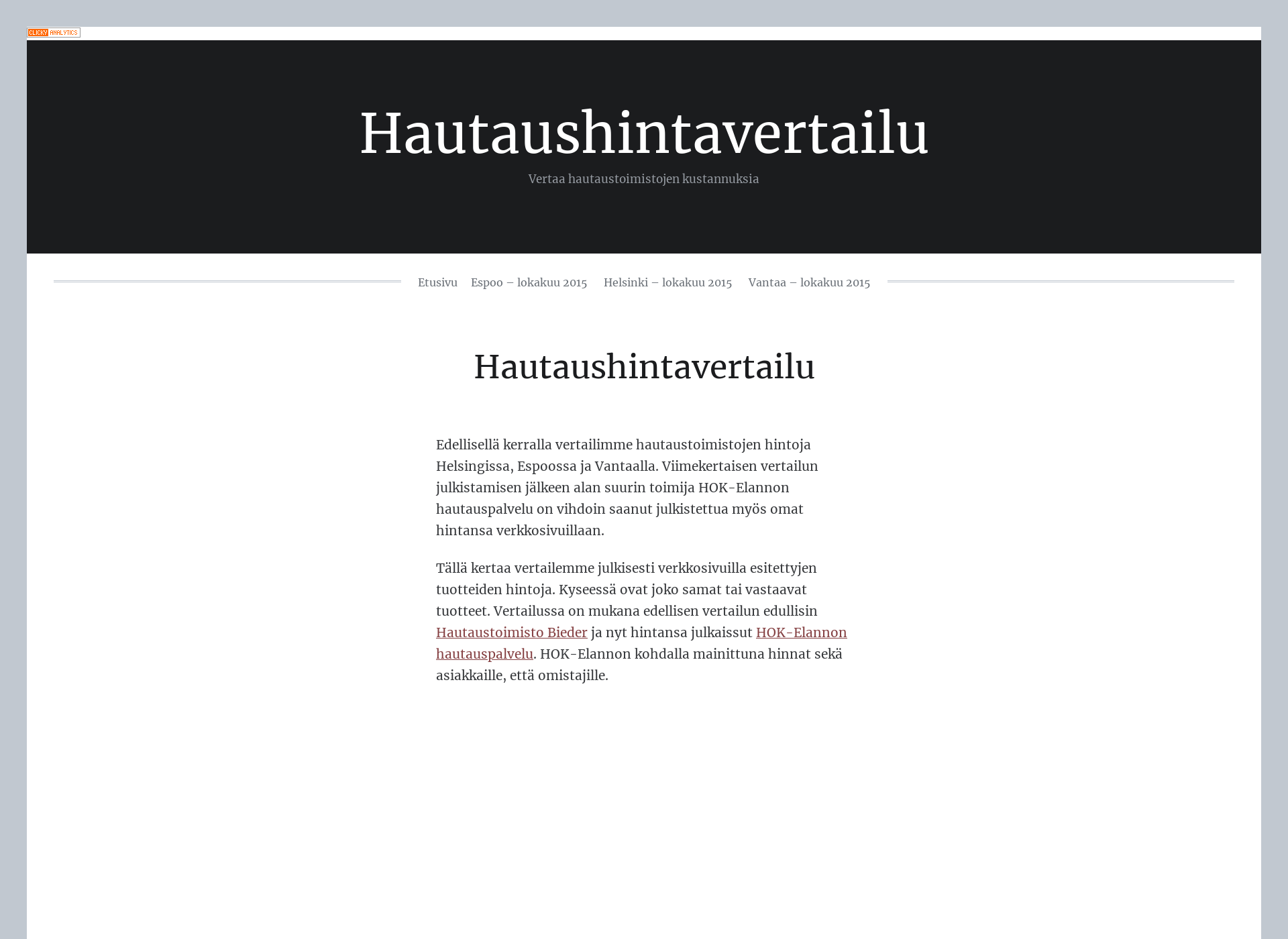 Skärmdump för hautaushintavertailu.fi