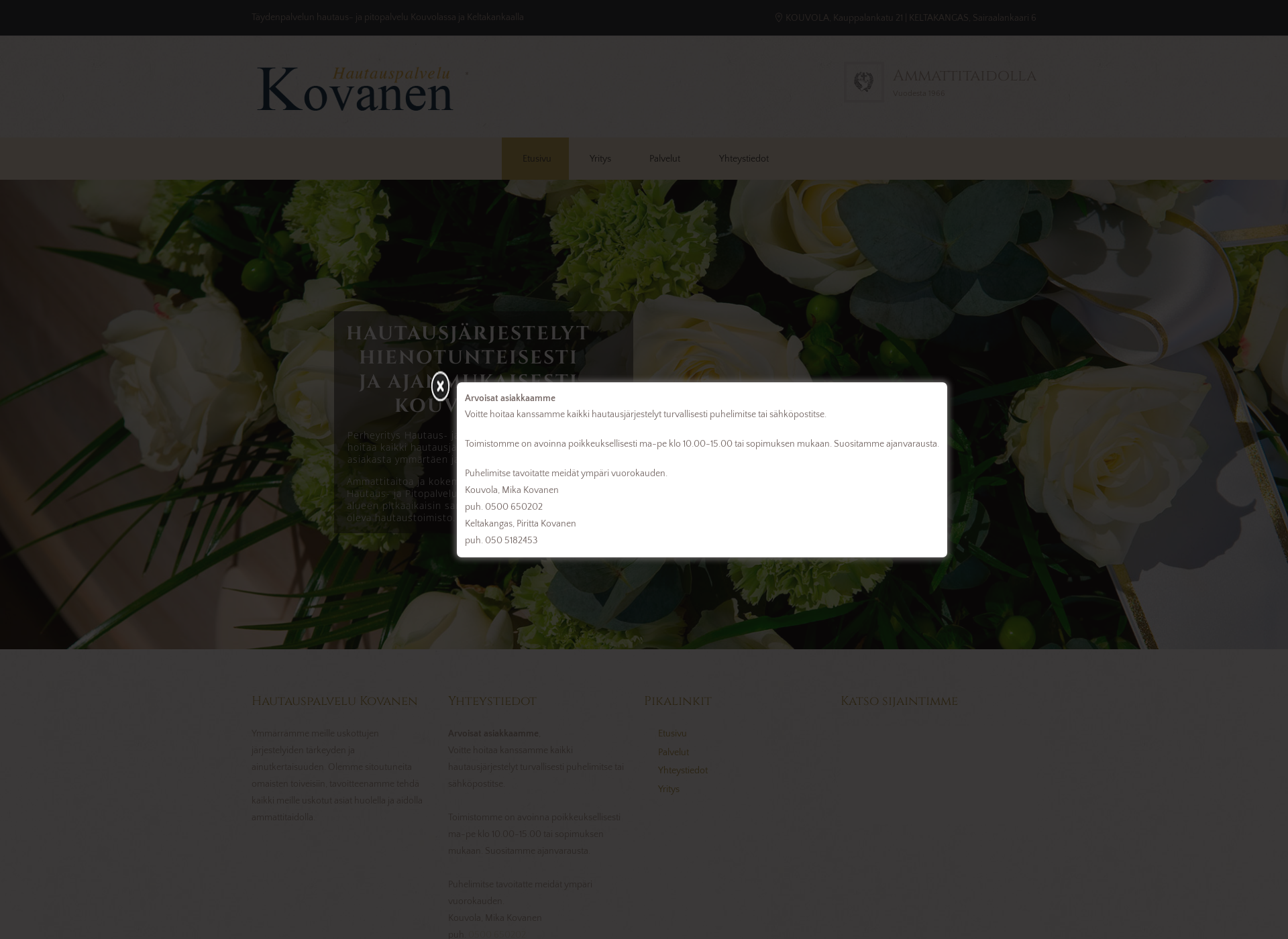 Screenshot for hautauskovanen.fi