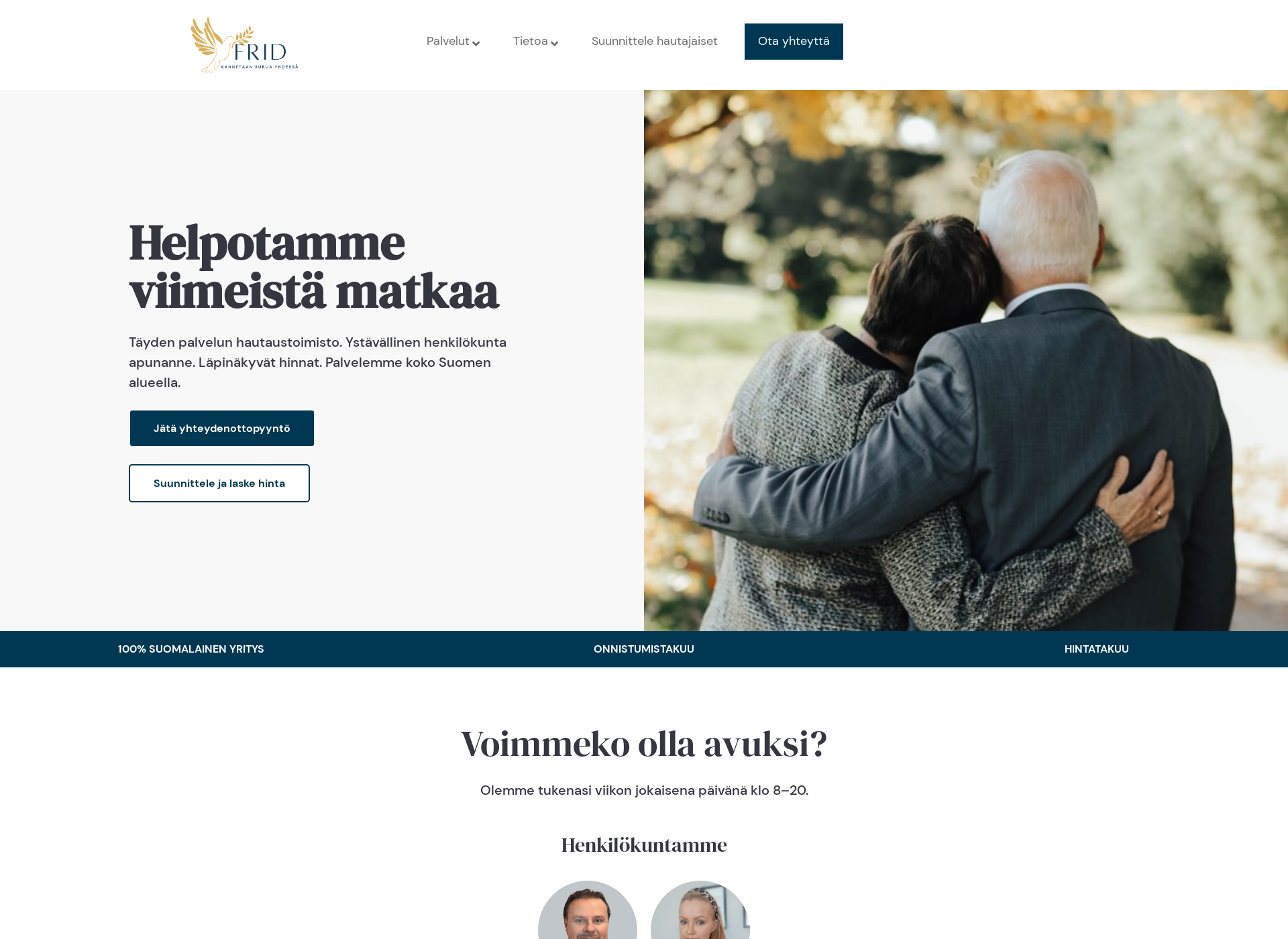 Skärmdump för hautauspalveluhelsinki.fi