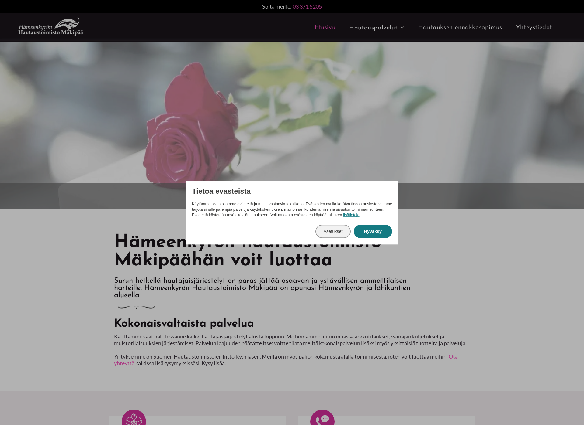 Skärmdump för hautauspalvelumakipaa.fi