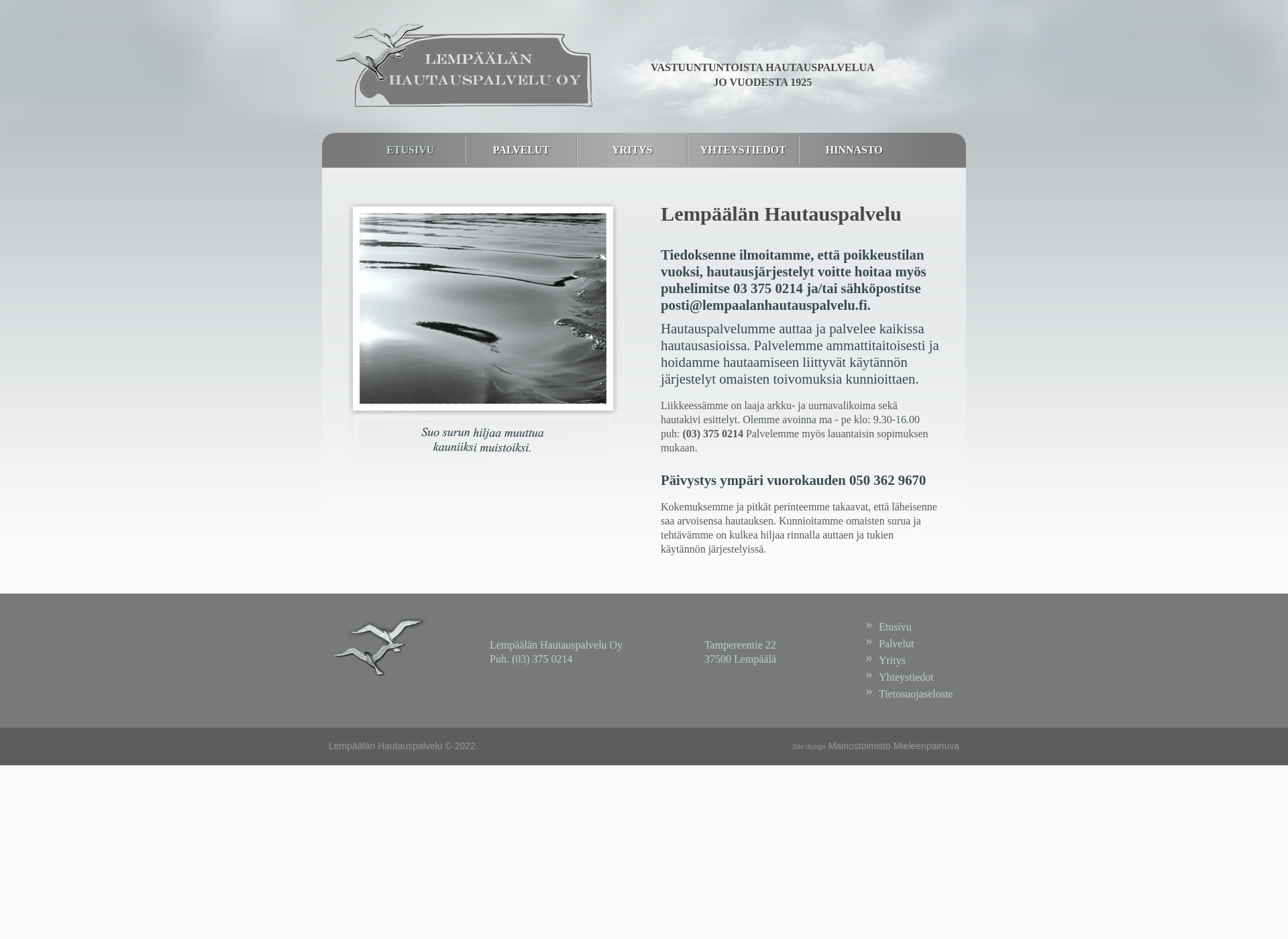 Screenshot for hautauspalveluverkosta.fi