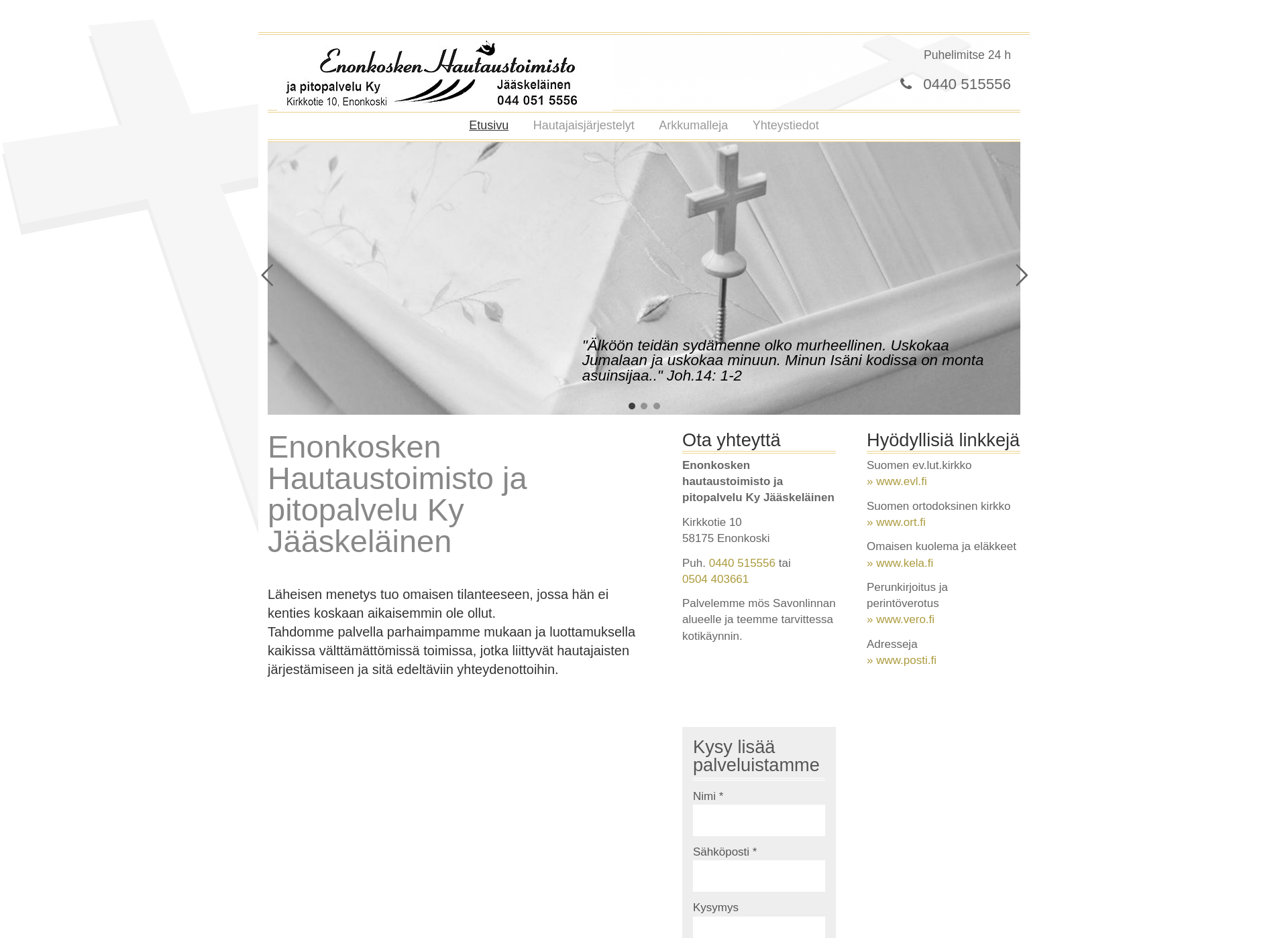 Screenshot for hautaustoimistoenonkoski.fi