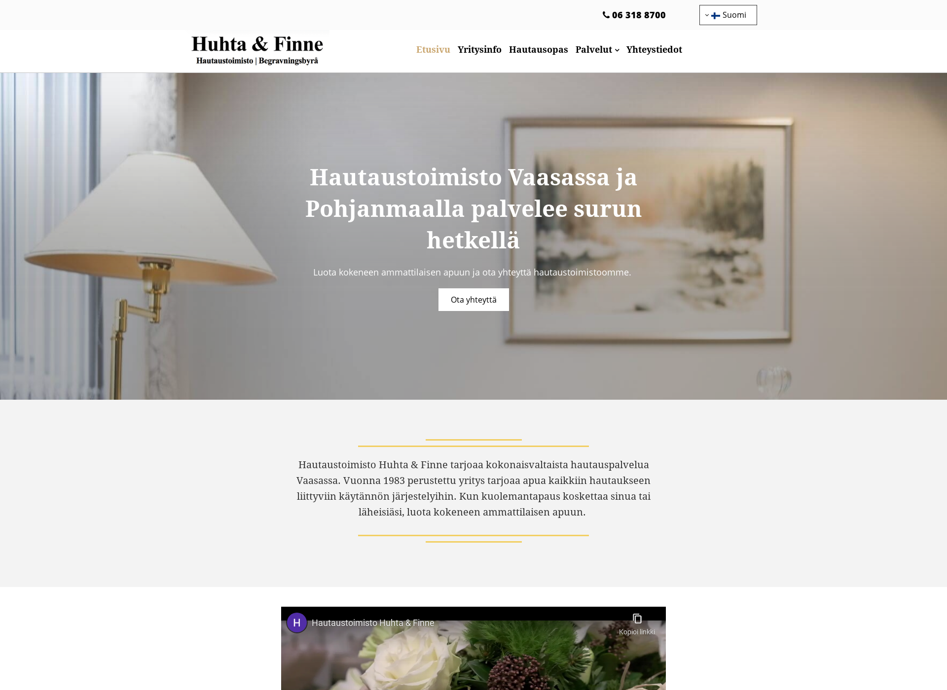 Screenshot for hautaustoimistohuhta.fi