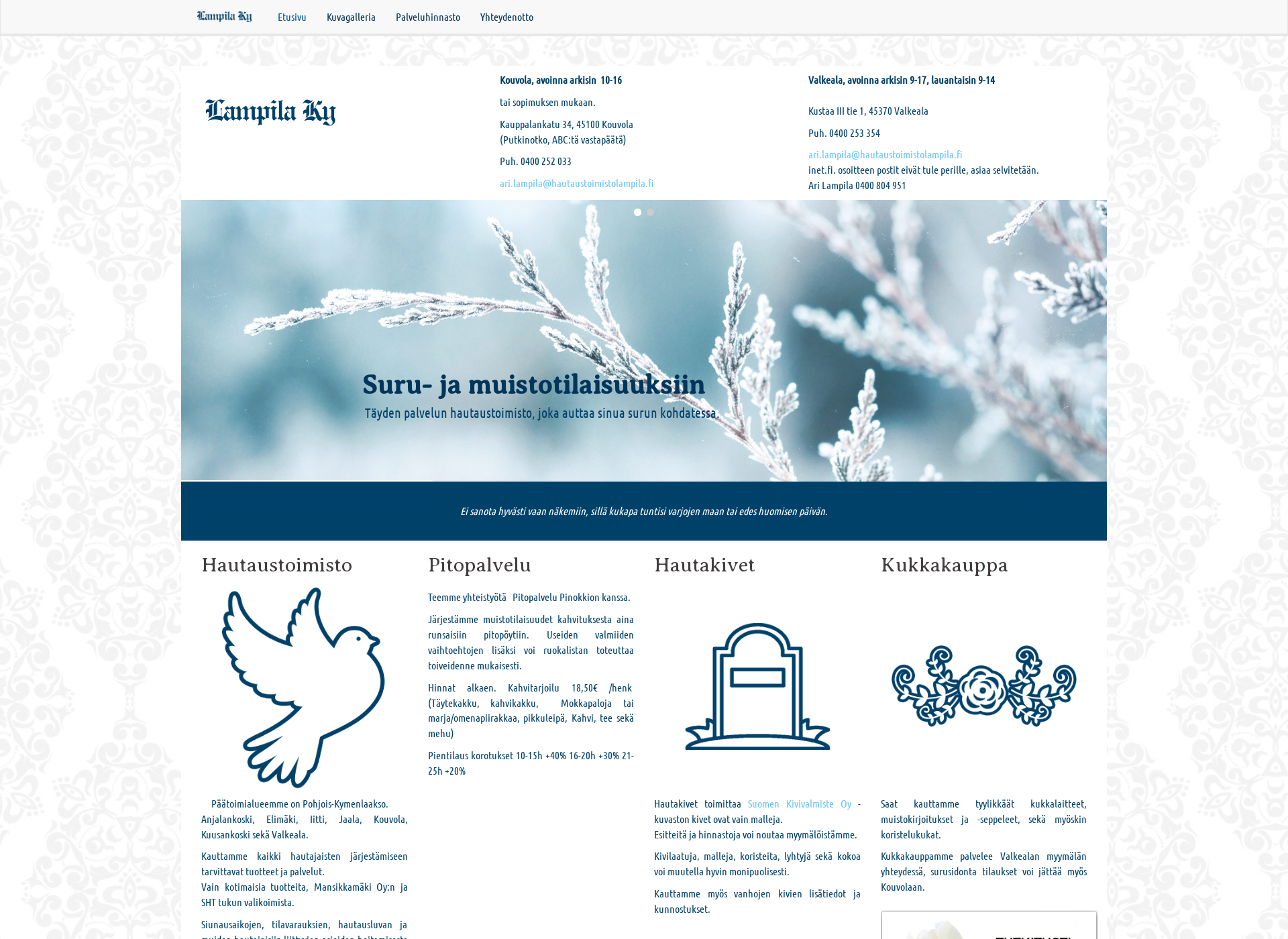 Screenshot for hautaustoimistolampila.fi